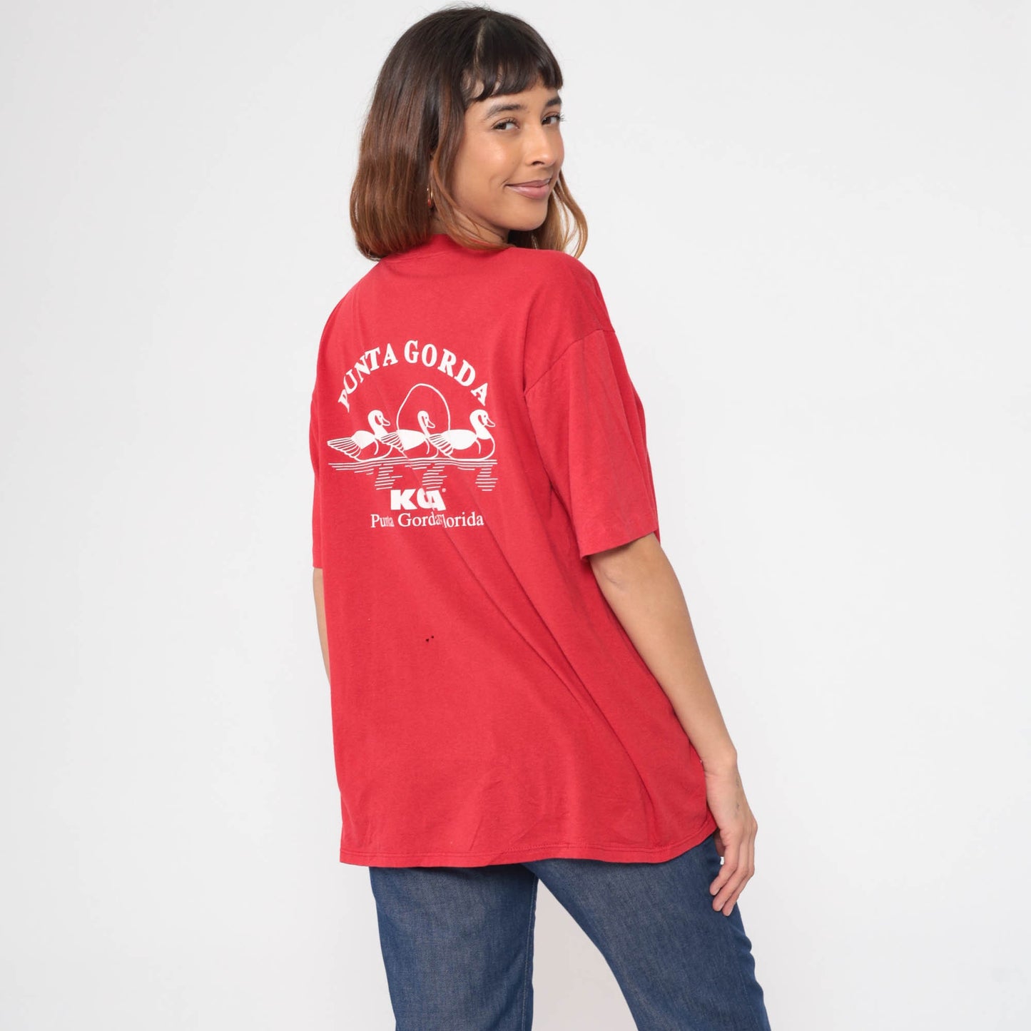 90s Punta Gorda KOA Campground Graphic T-Shirt Red Cotton Extra Large XXL