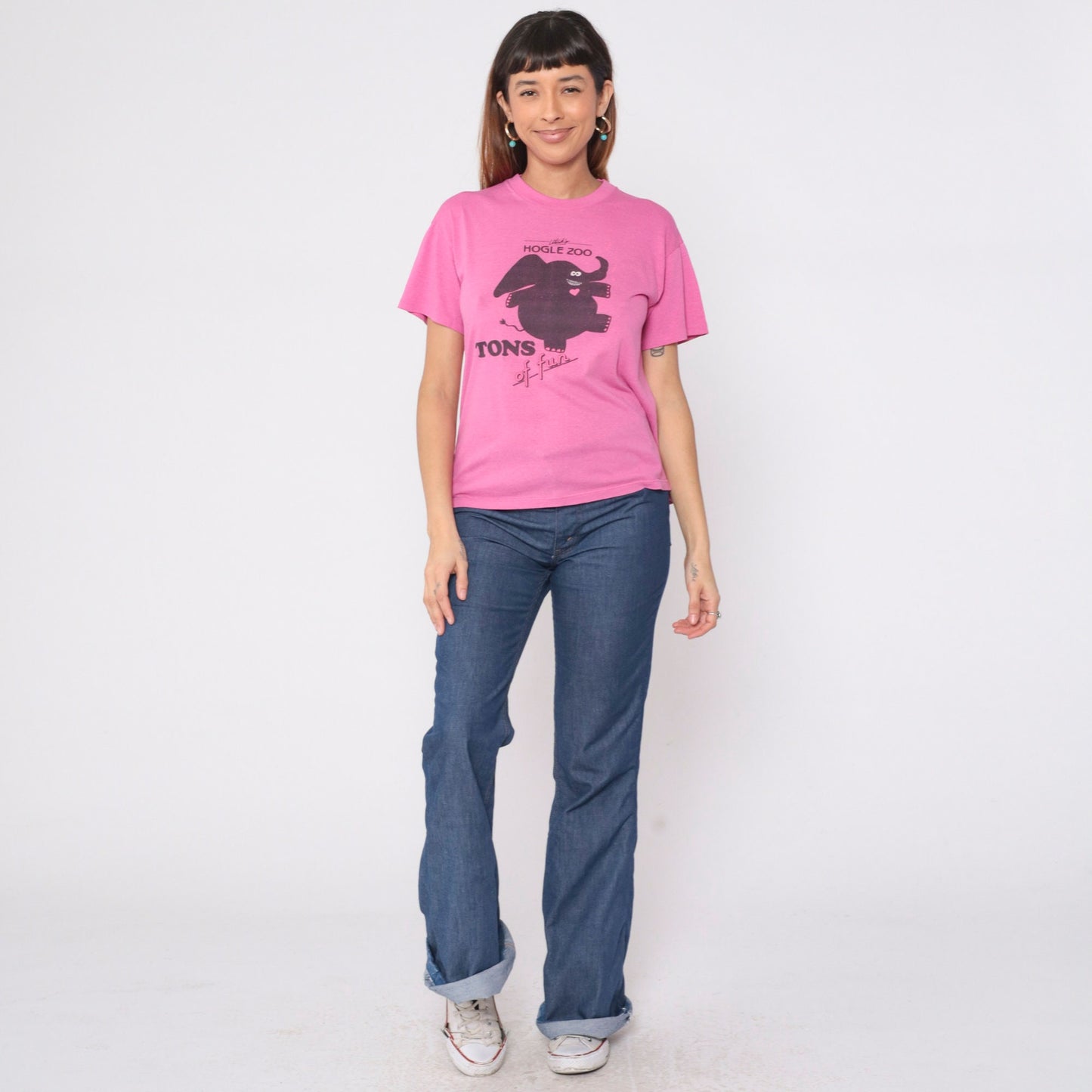 80s Hogle Zoo Salt Lake City Elephant Graphic T-Shirt Pink Medium