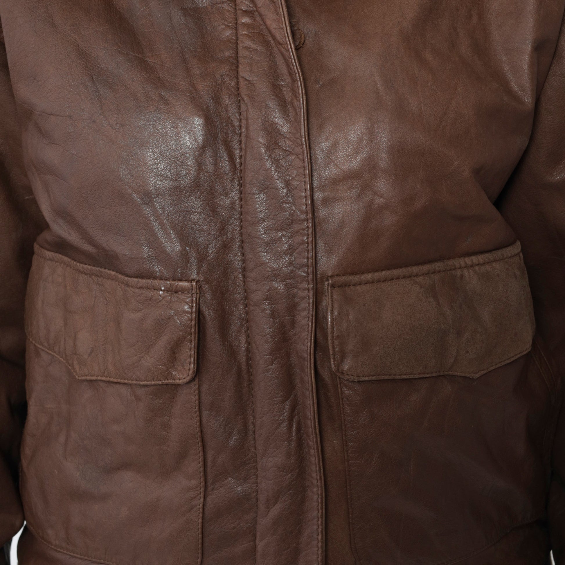 90s Georgetown Leathers Brown Leather Bomber Jacket Small S