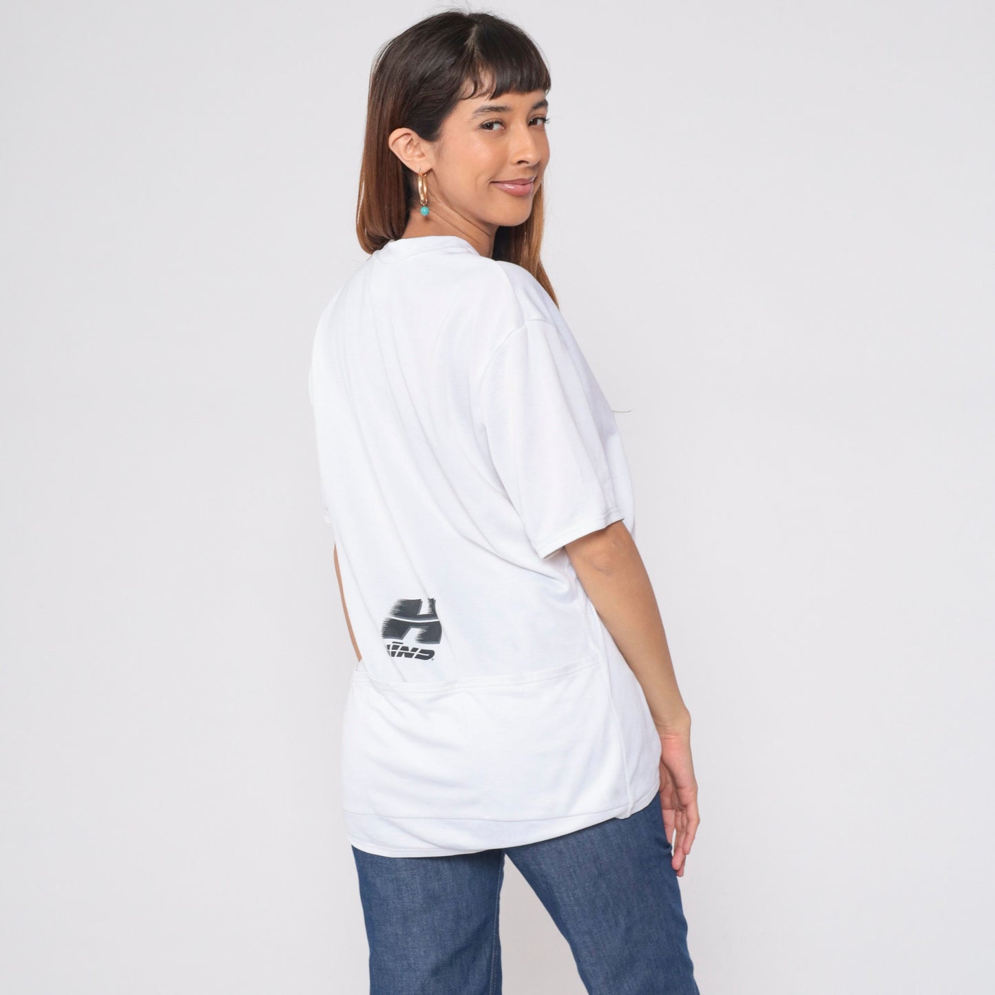 90s Hind Cycling Jersey White Quarter Zip Bike Shirt Large XL