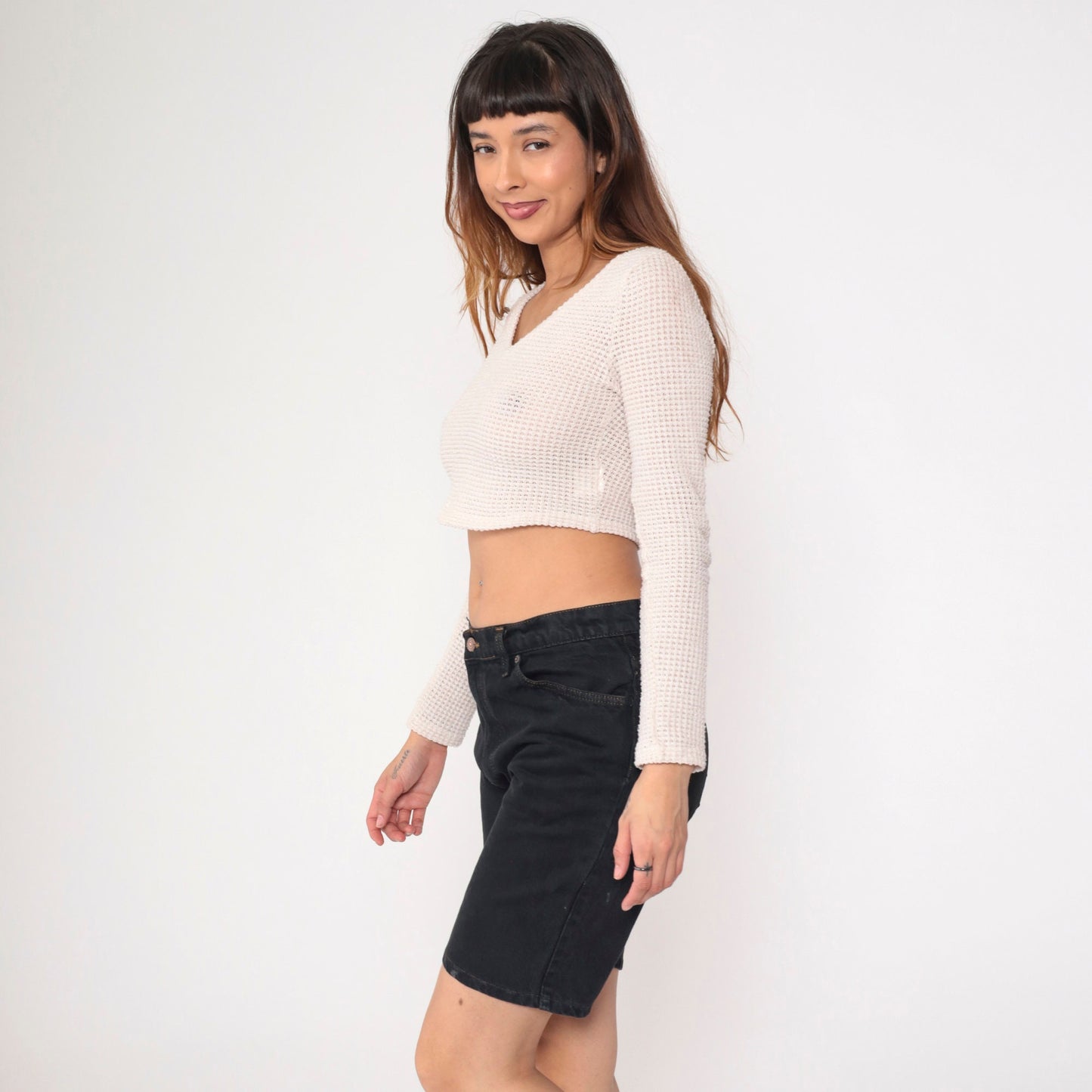 90s Levi's Overdyed Black Denim Bermuda Shorts High Waist Men's Medium