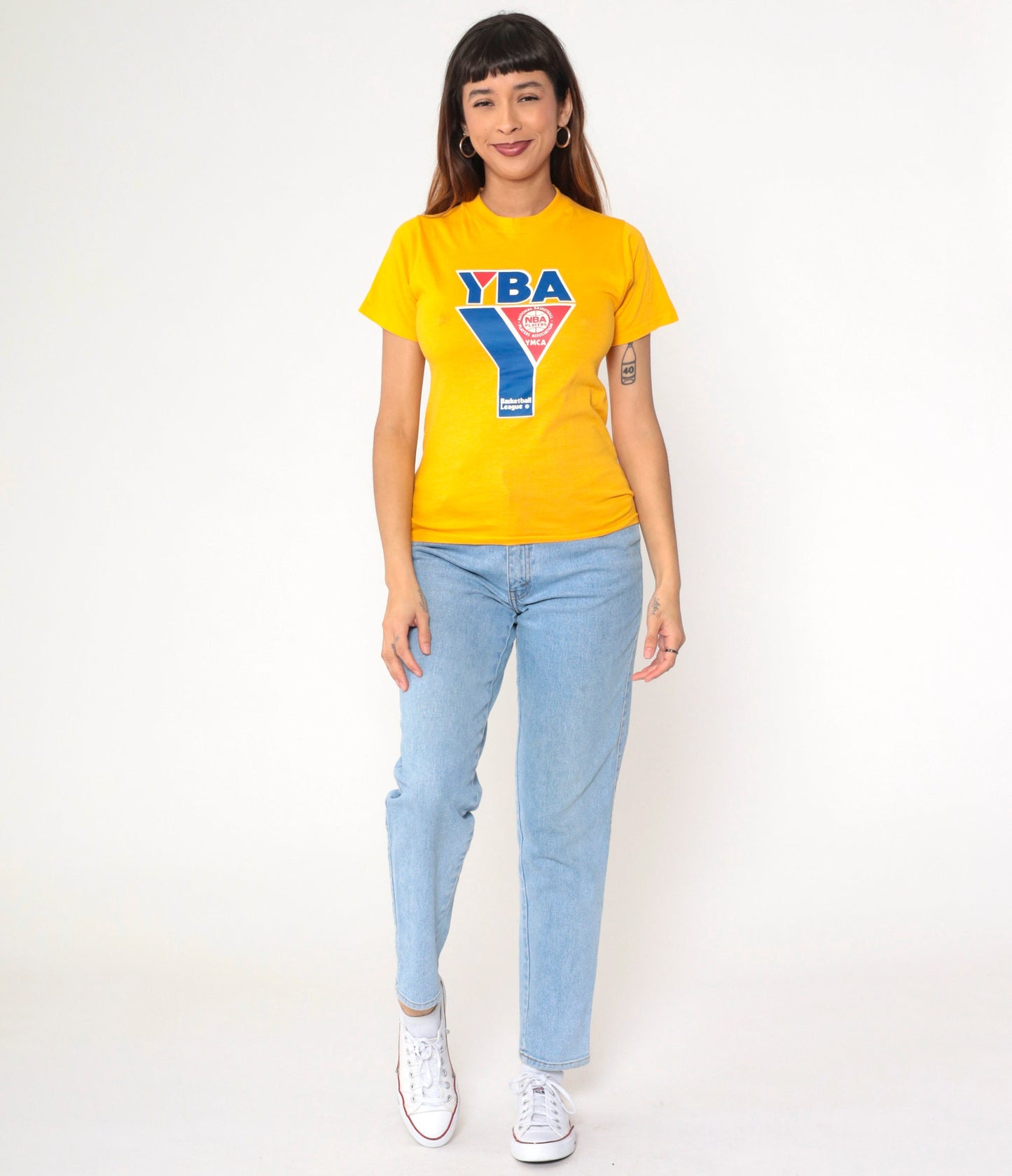 80s NBA YMCA Youth Basketball All-Stars T-Shirt Meadow Gold Graphic Extra Small