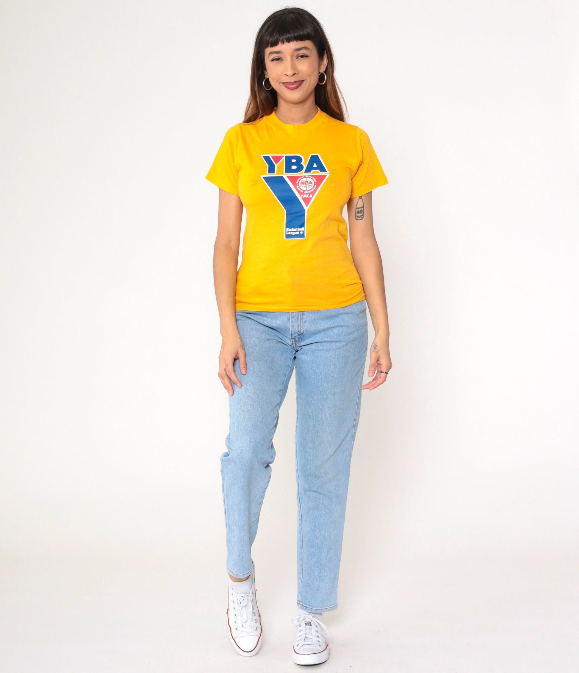 80s NBA YMCA Youth Basketball All-Stars T-Shirt Meadow Gold Graphic Extra Small
