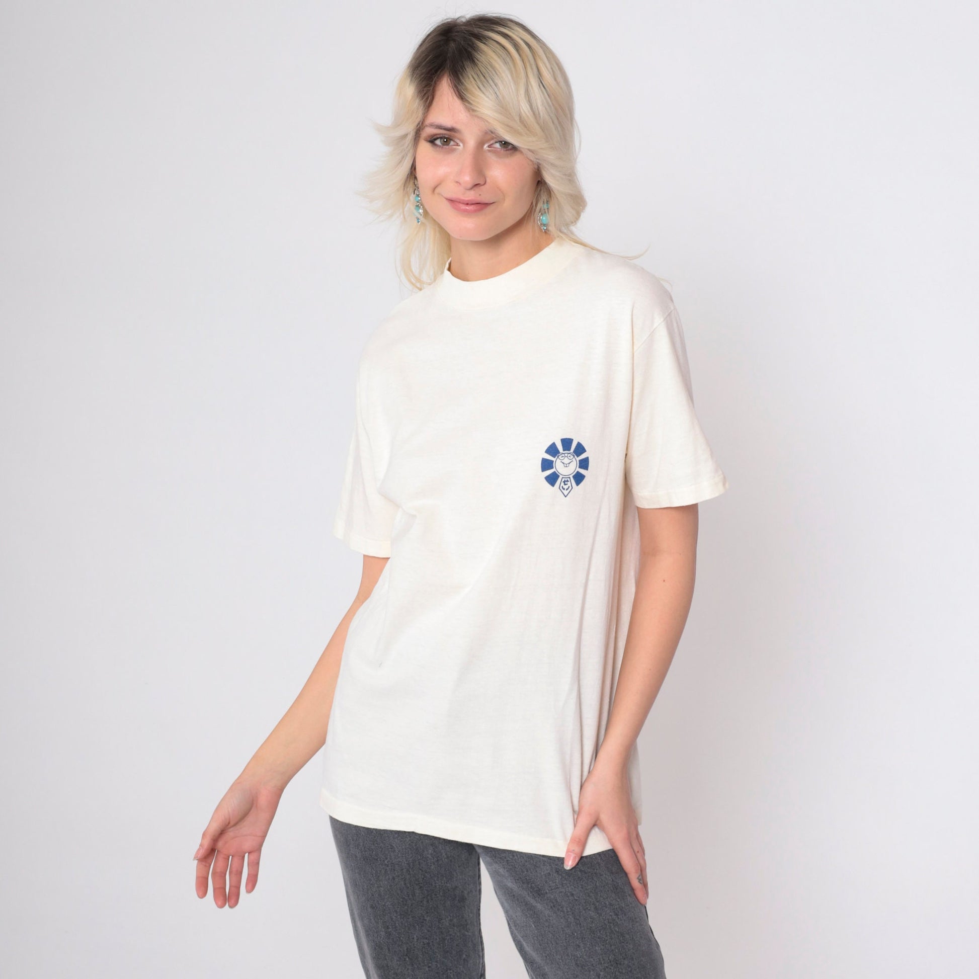 80s Japanese Shogun Graphic T-Shirt Sansei Creations Off-White Single Stitch Small