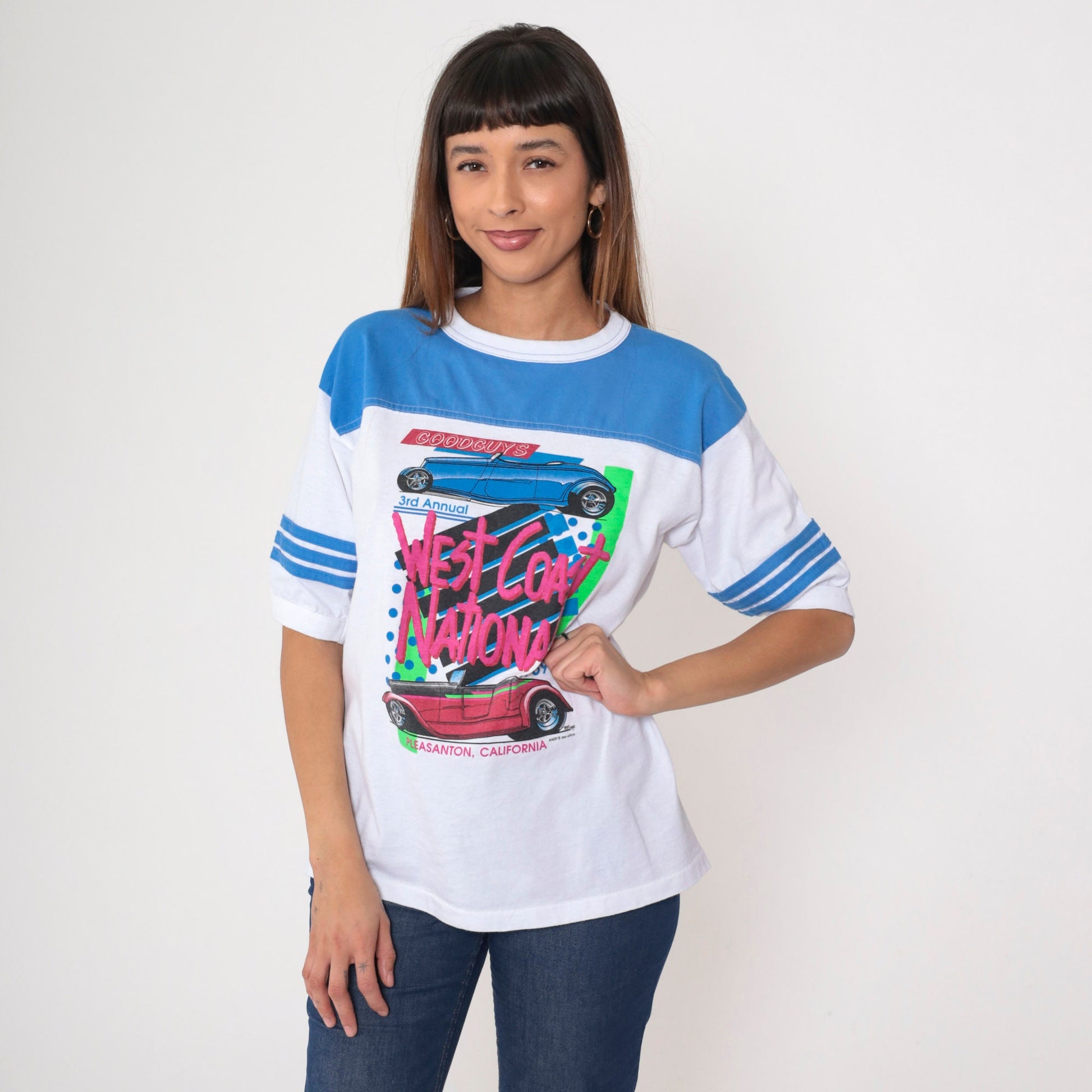 80s Hot Rod Ringer Tee Goodguys 3rd Annual West Coast Nationals Graphic Medium