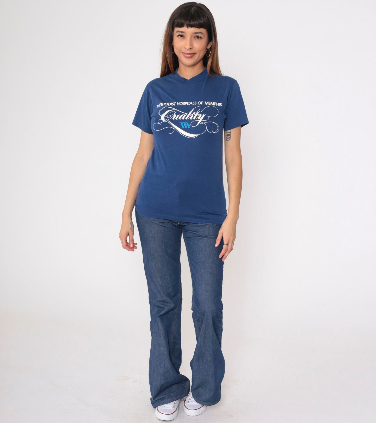 80s Methodist Hospitals of Memphis Graphic T-Shirt Blue Single Stitch Small