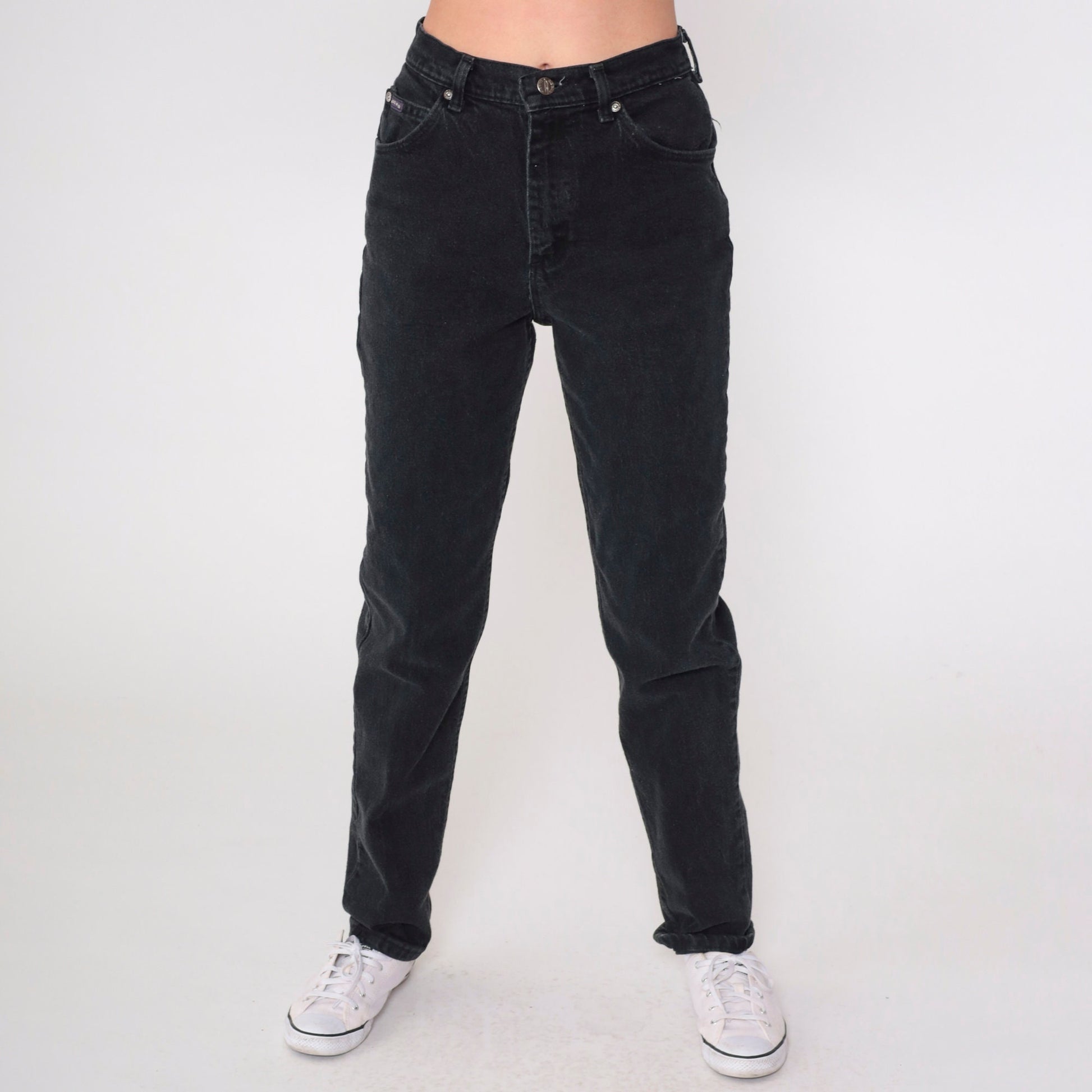 90s Riders Black High-Rise Tapered Jeans Y2K Denim Small 6