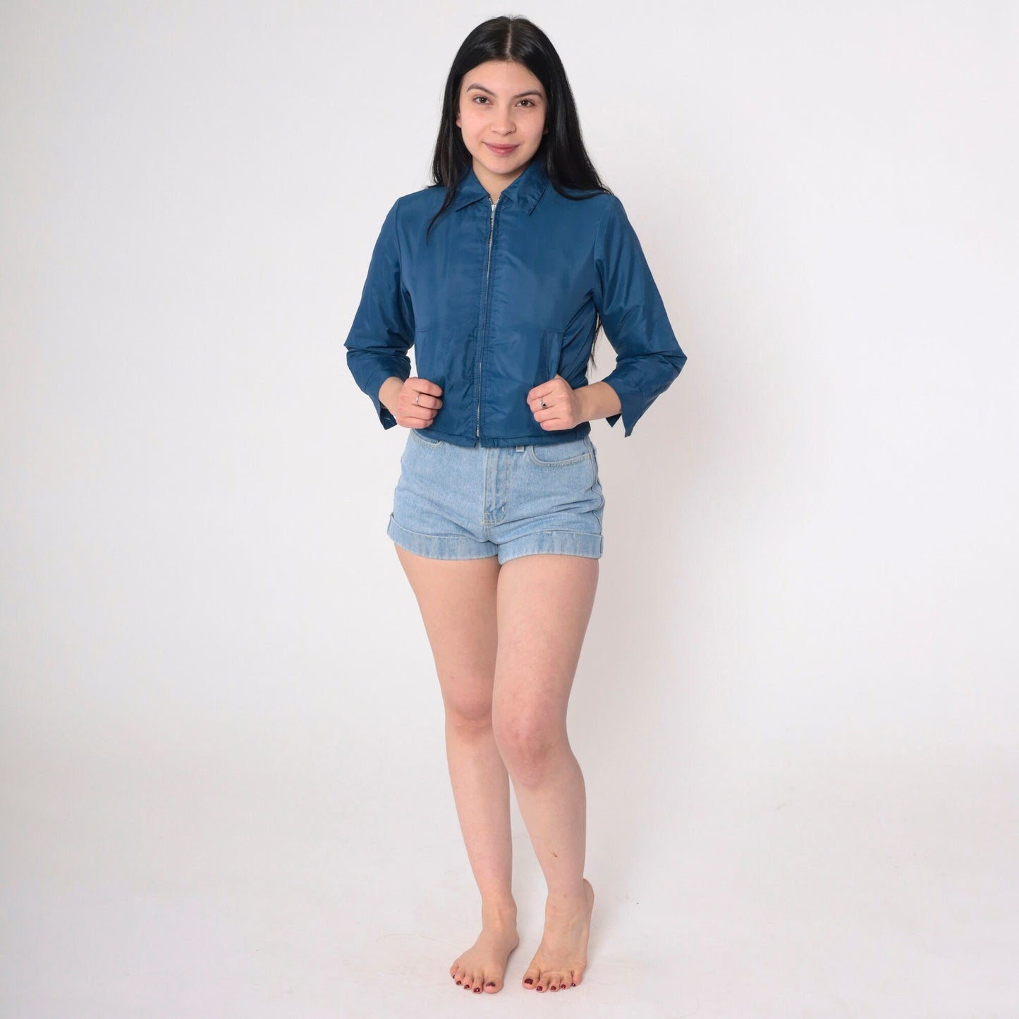 70s 80s Pacific Trail Dark Blue Windbreaker Jacket Faux Sherpa Lined Extra Small