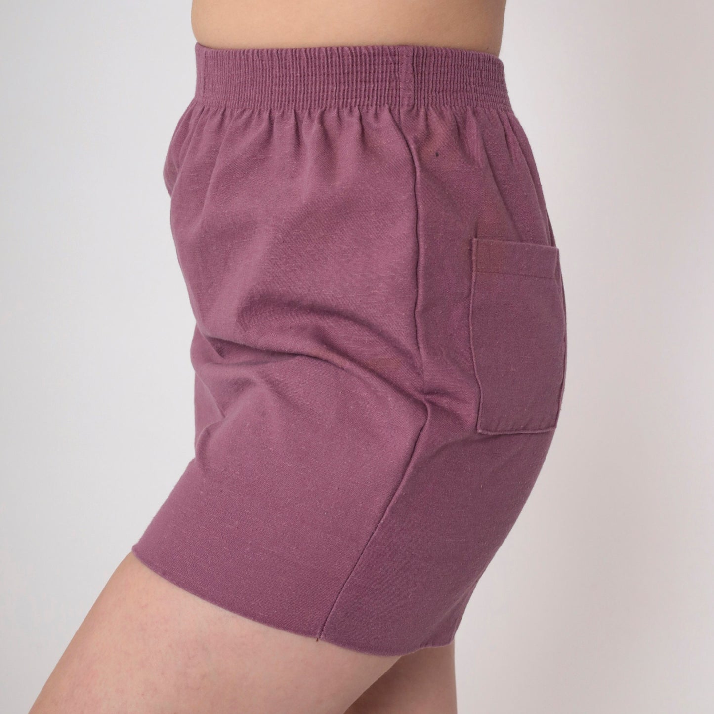 80s Dusty Purple High-Waist Gym Shorts Cotton Elastic Waist Extra Small