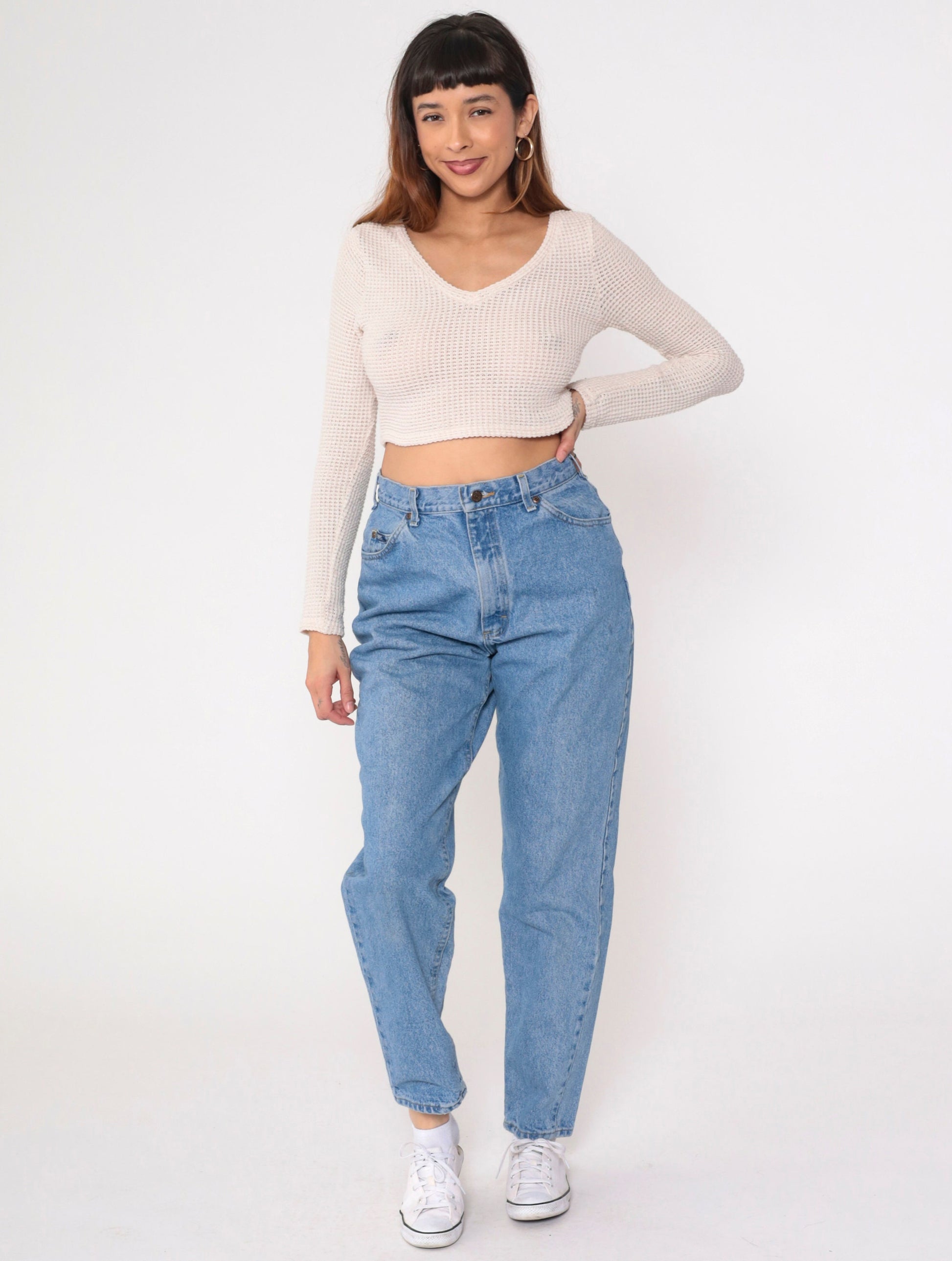 Lee High Waist Tapered Jeans 90s Blue Denim Mom Jeans Medium