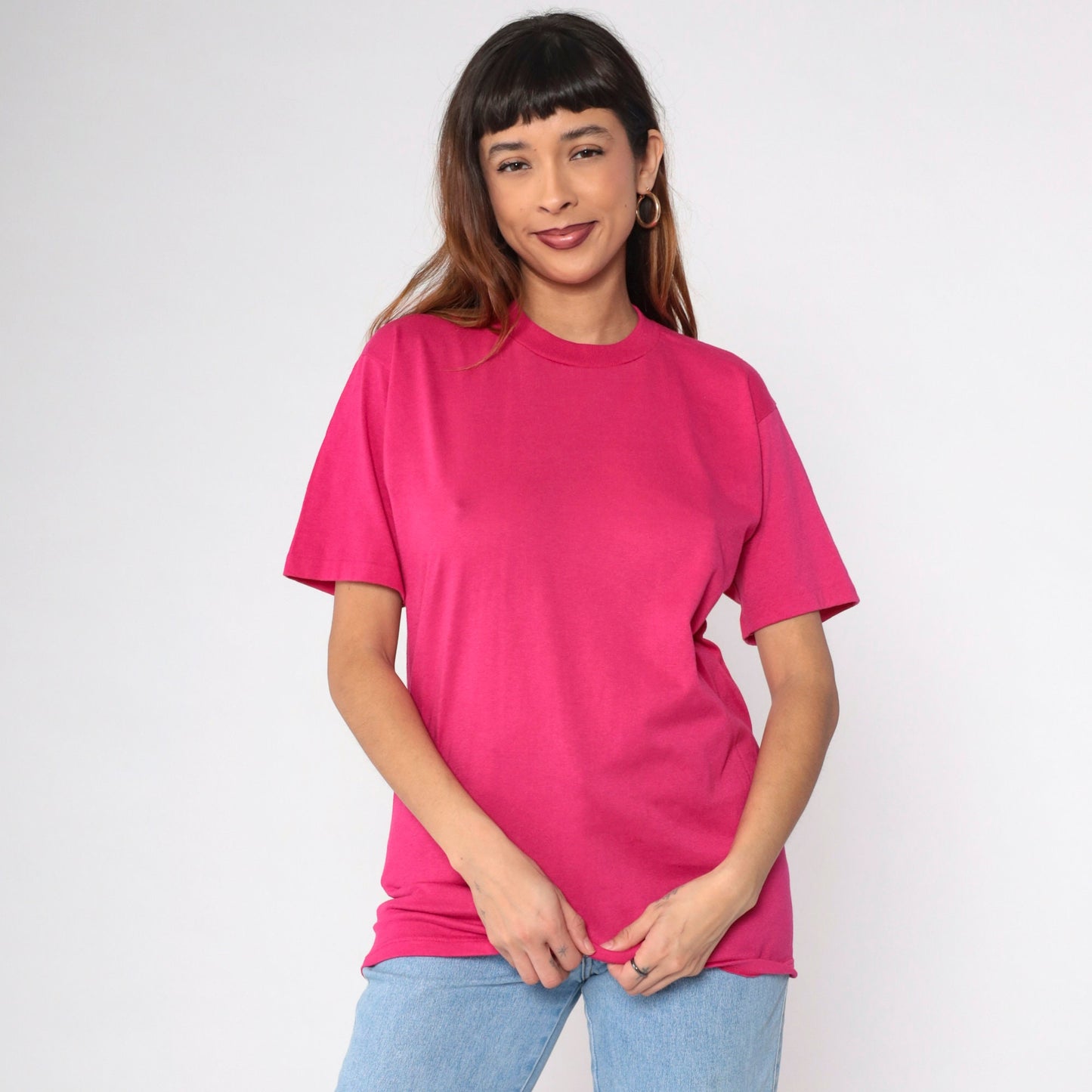 90s Jerzees Hot Pink T-Shirt Short Sleeve Crewneck Small