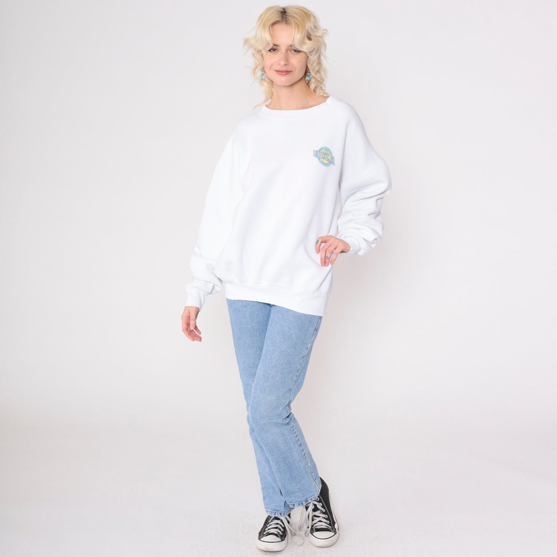 90s UCLA Graphic Sweatshirt White Crewneck College Sweatshirt Extra Large XXL