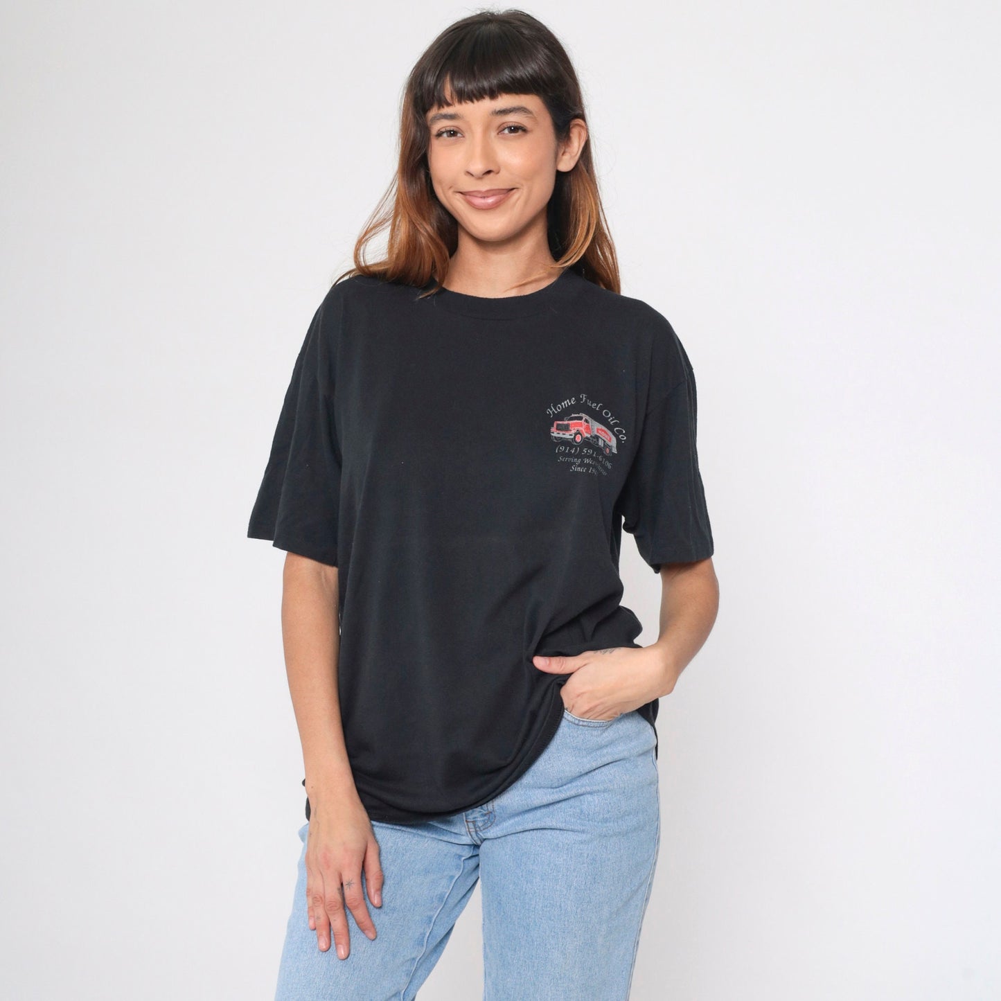 90s Home Fuel Oil Company Graphic T-Shirt Black Extra Large XL