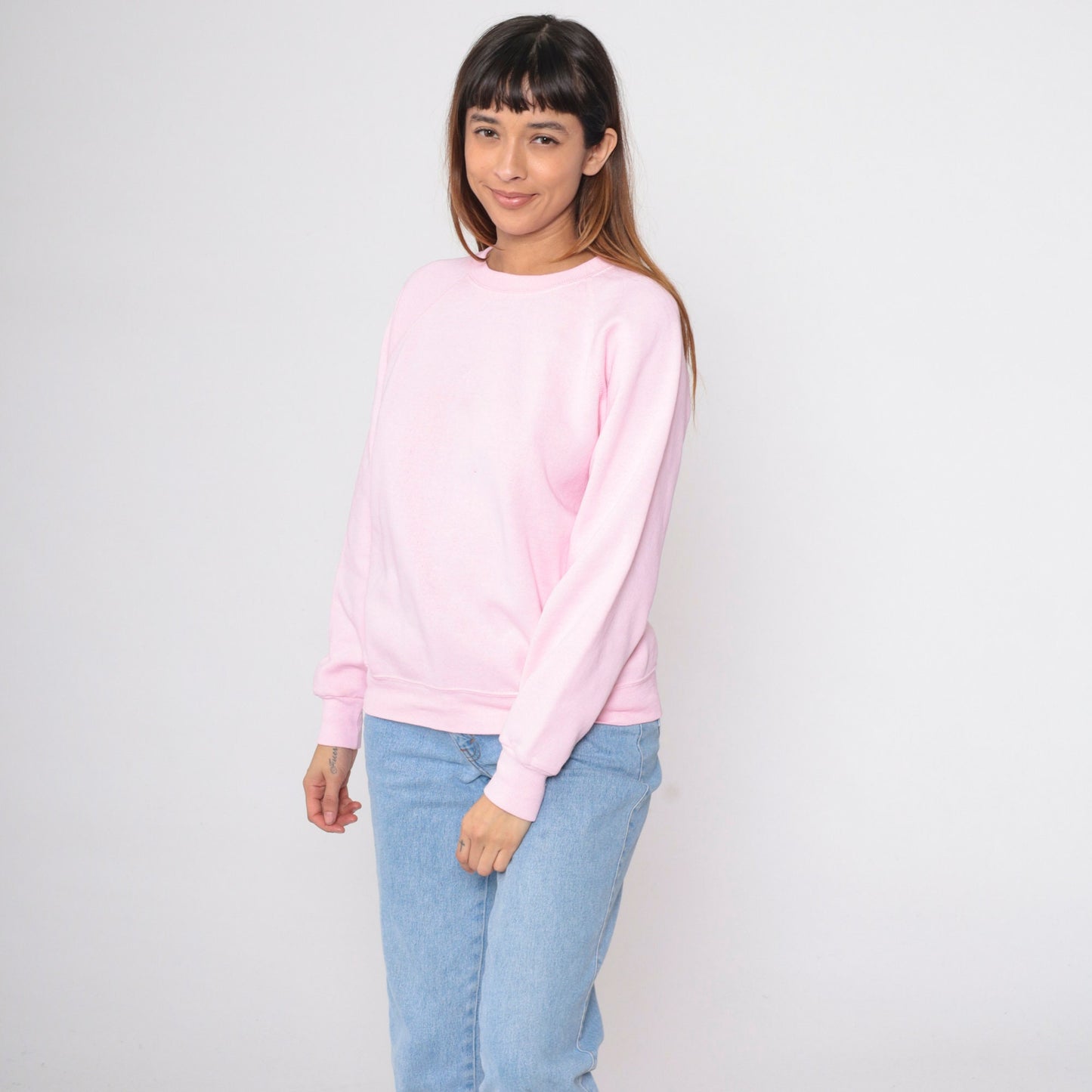 80s Lee Baby Pink Raglan Sweatshirt Crewneck Slouchy Medium