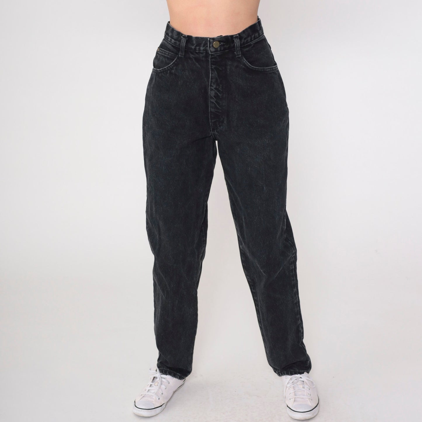 90s Hunt Club Black High-Waisted Tapered Jeans Small 6