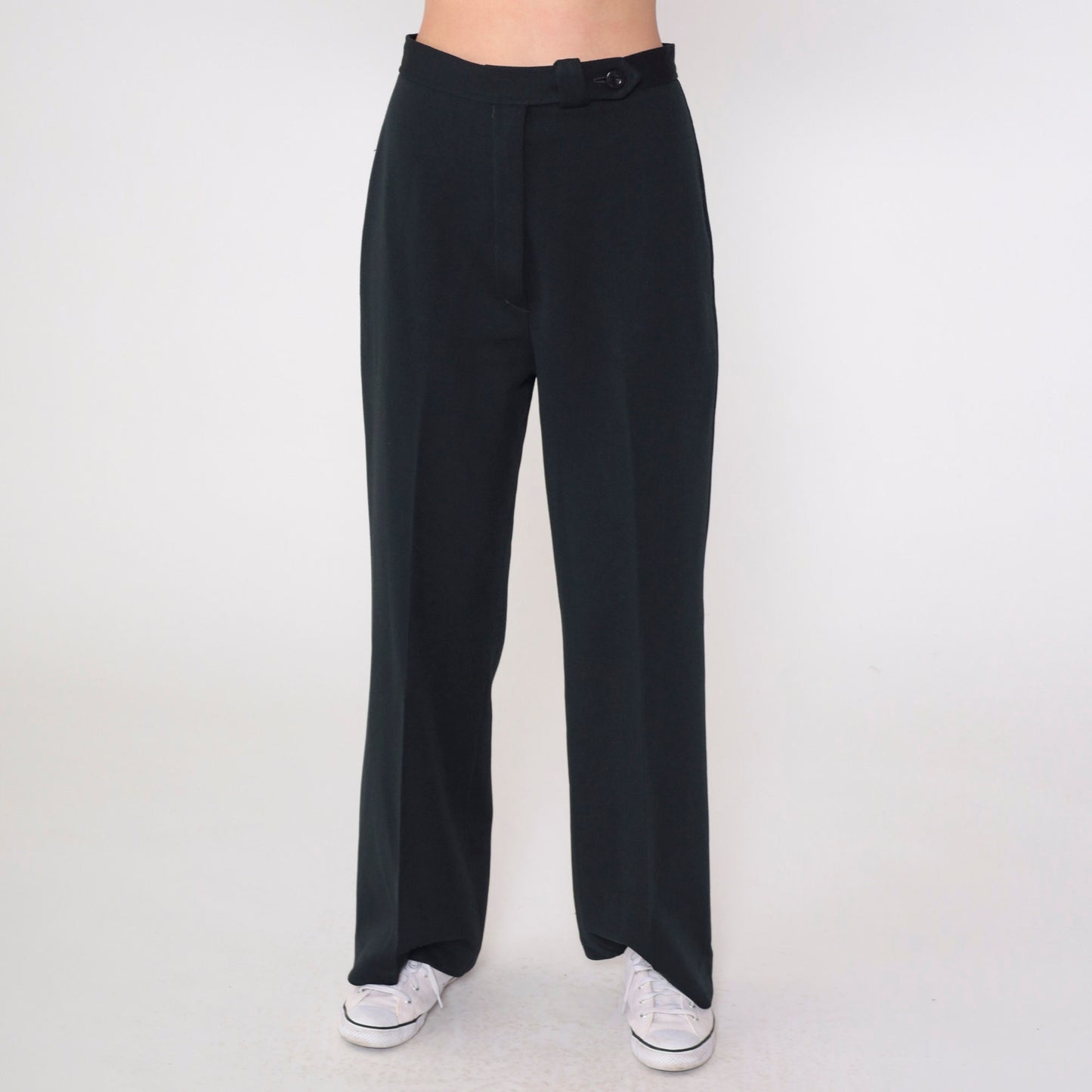 70s Black High-Waist Flared Trousers Russ Medium 8