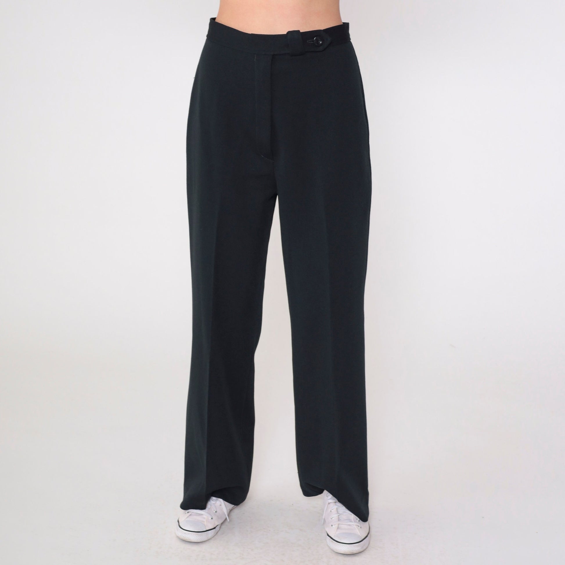 70s Black High-Waist Flared Trousers Russ Medium 8