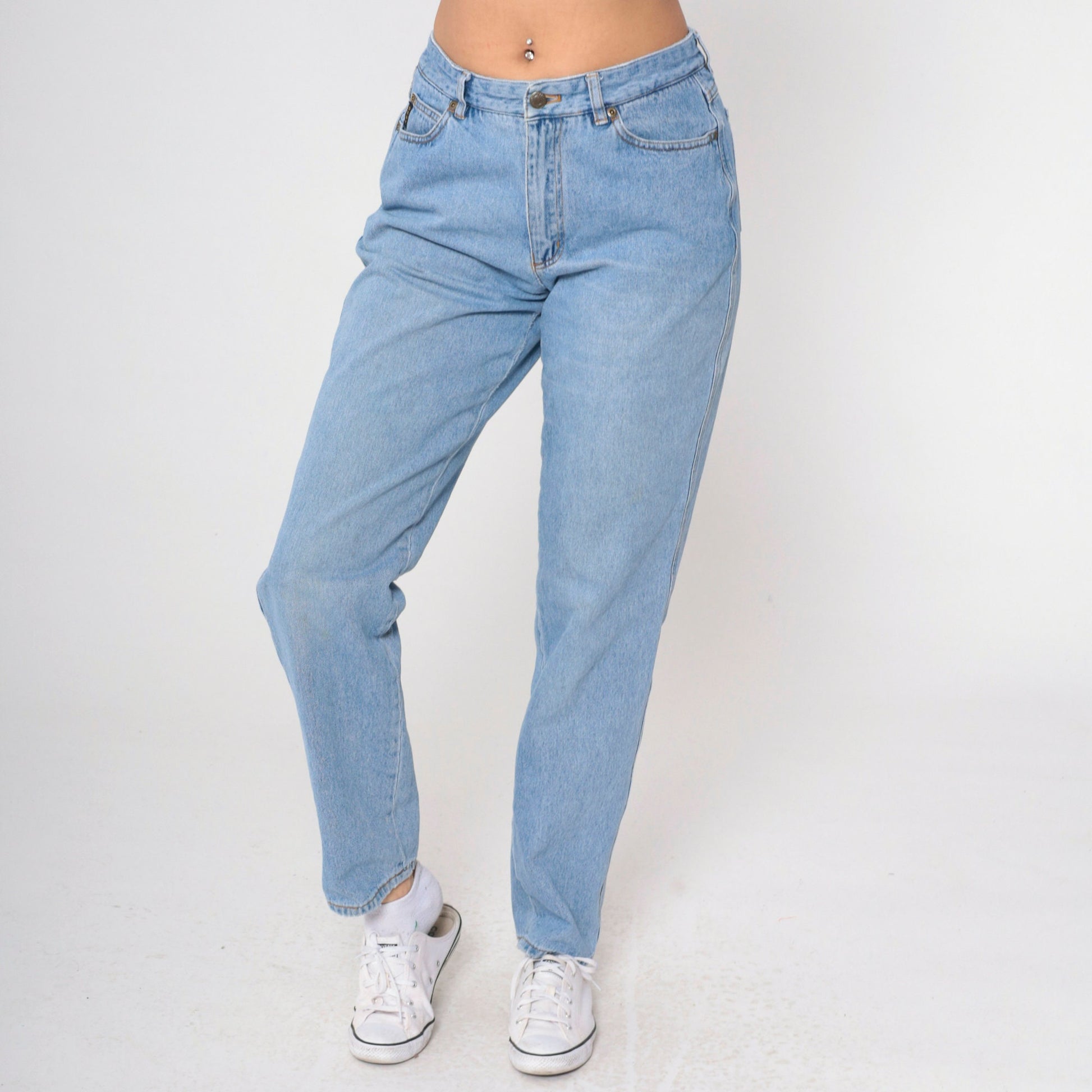 90s DKNY In Women We Trust High Waisted Mom Jeans Blue Tapered Large 12