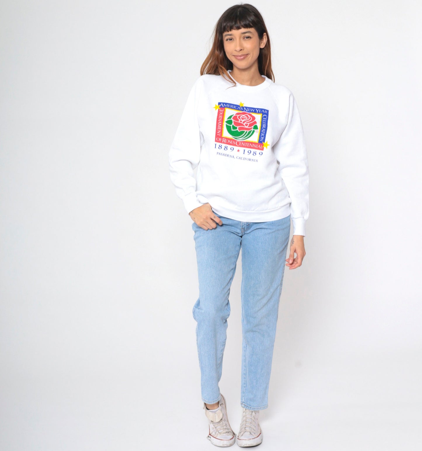 1989 Tournament of Roses Centennial Sweatshirt Pasadena Graphic Crewneck Medium