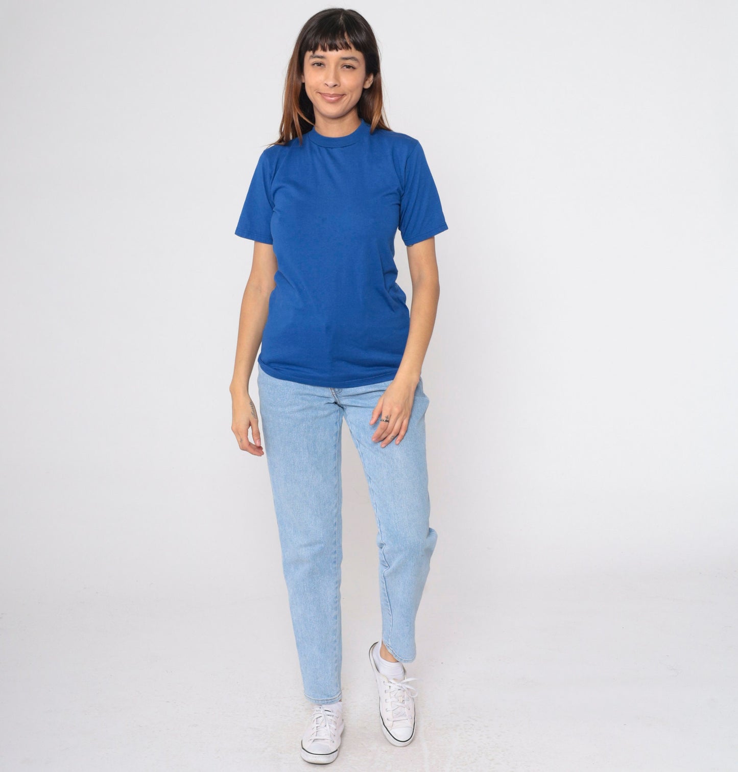90s Jerzees Royal Blue Crewneck T-Shirt Plain Tee Extra Small XS