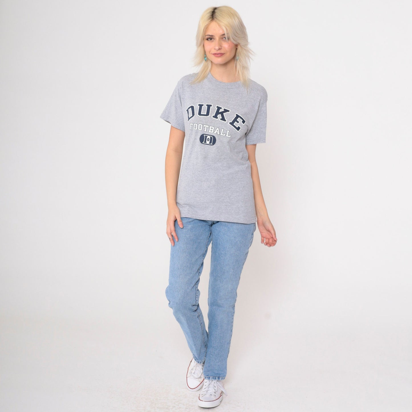 90s Champion Duke Football T-Shirt Grey Graphic Tee Small