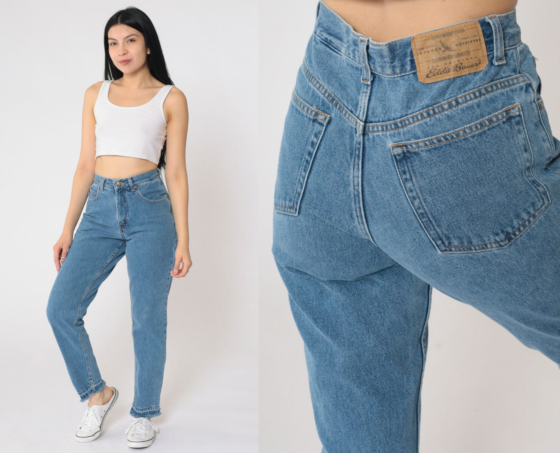 Eddie Bauer Y2K High-Waist Mom Jeans Blue Denim Straight Leg Small 4