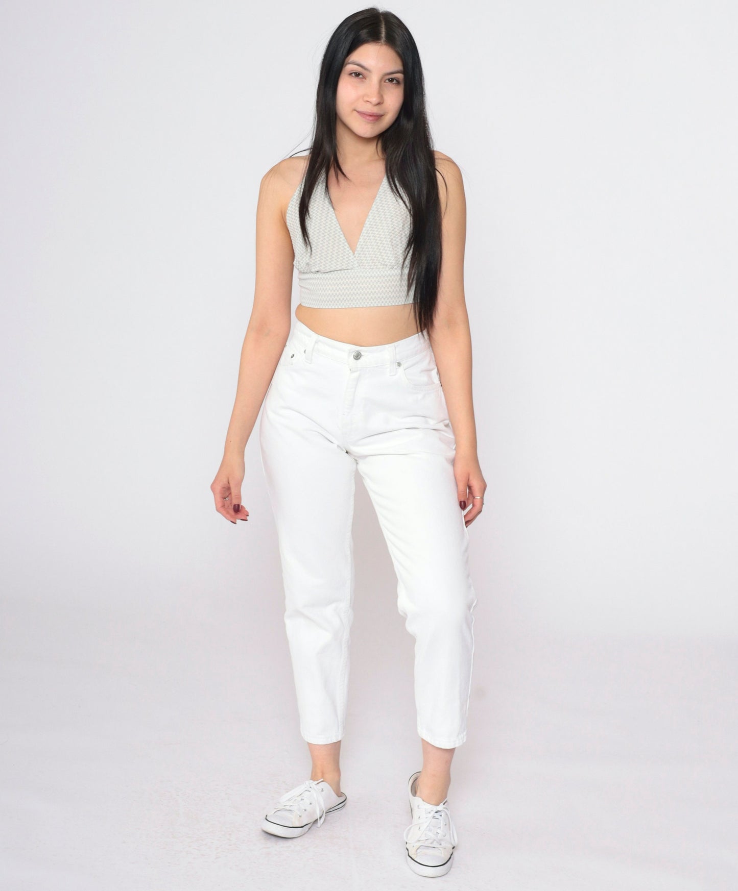 90s Levi's 550 White Denim High Rise Jeans Petite 6