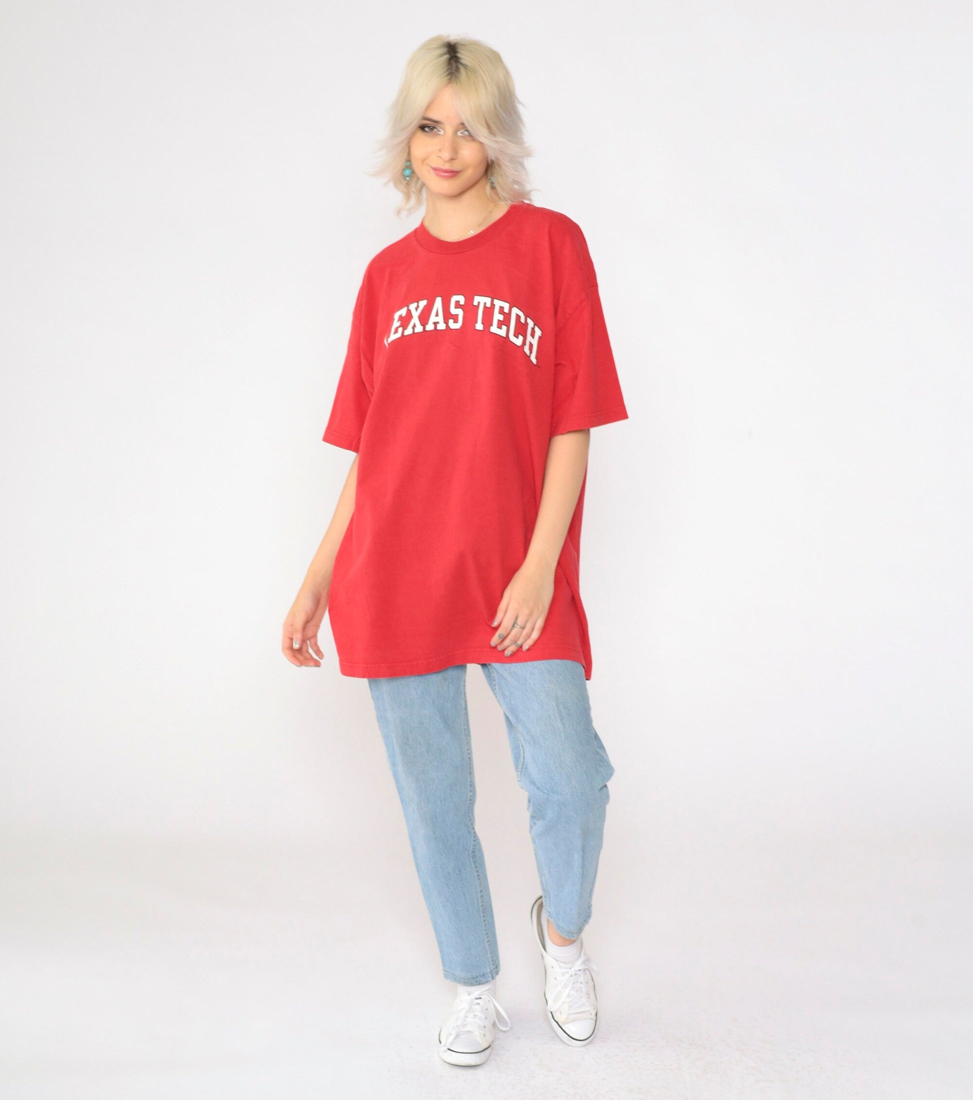 90s Texas Tech University Graphic T-Shirt Red Crewneck Extra Large XL