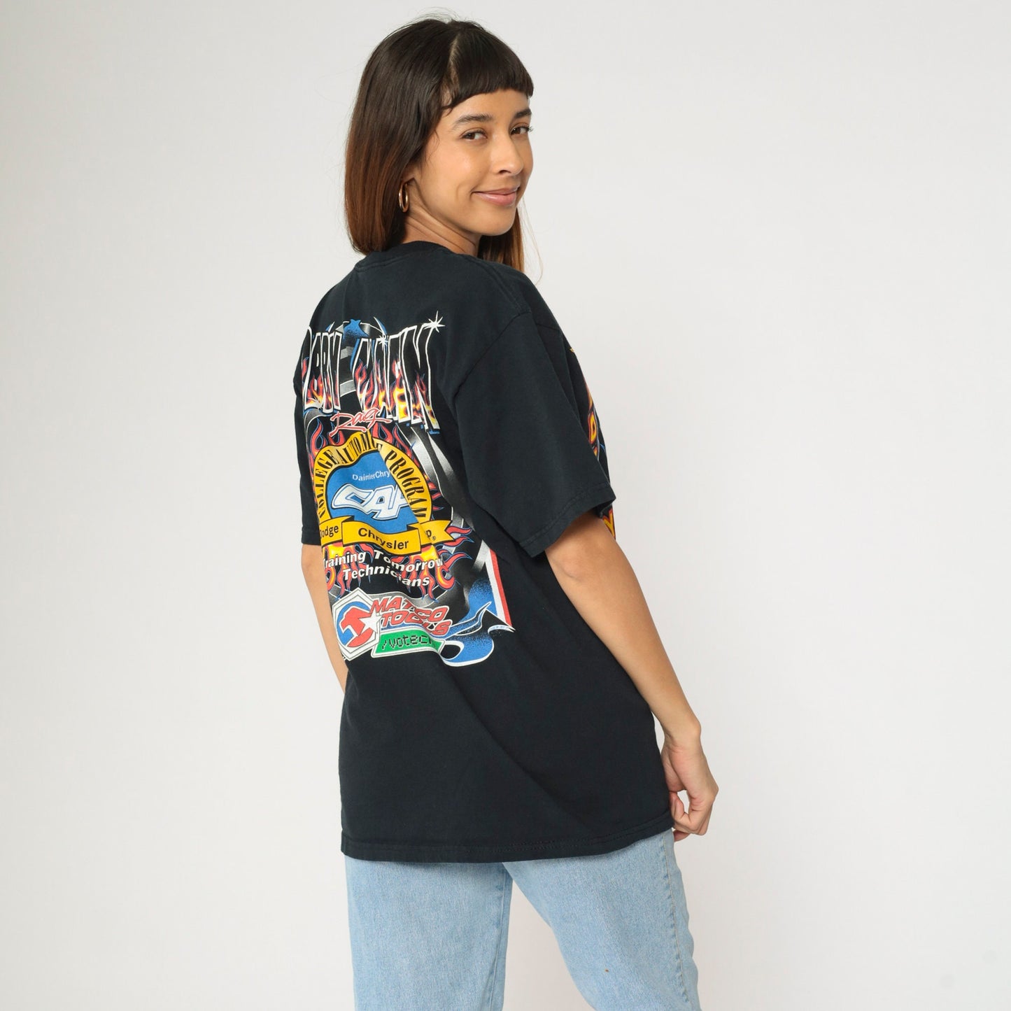 00s Bobby Martin CAP Racing Drag Car Graphic T-Shirt Black Large