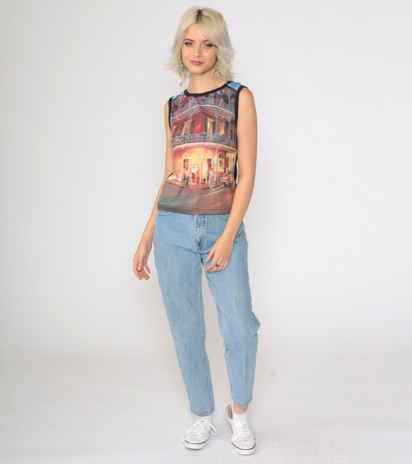Y2K New Orleans Cityscape Tank Top 00s Urban Graphic Sleeveless Small