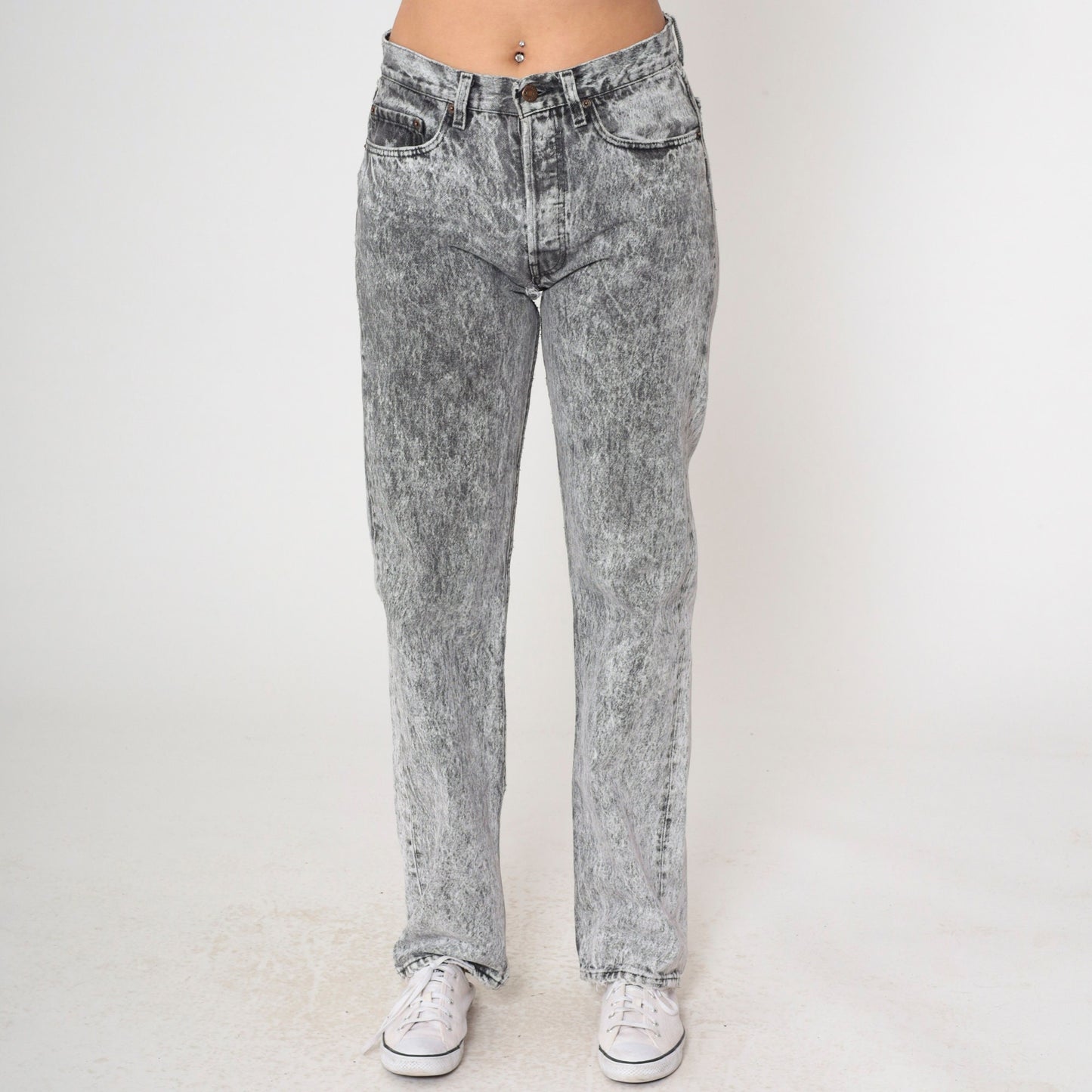 90s Levi's Acid Wash Grey Straight Leg Jeans High Waist Small 28
