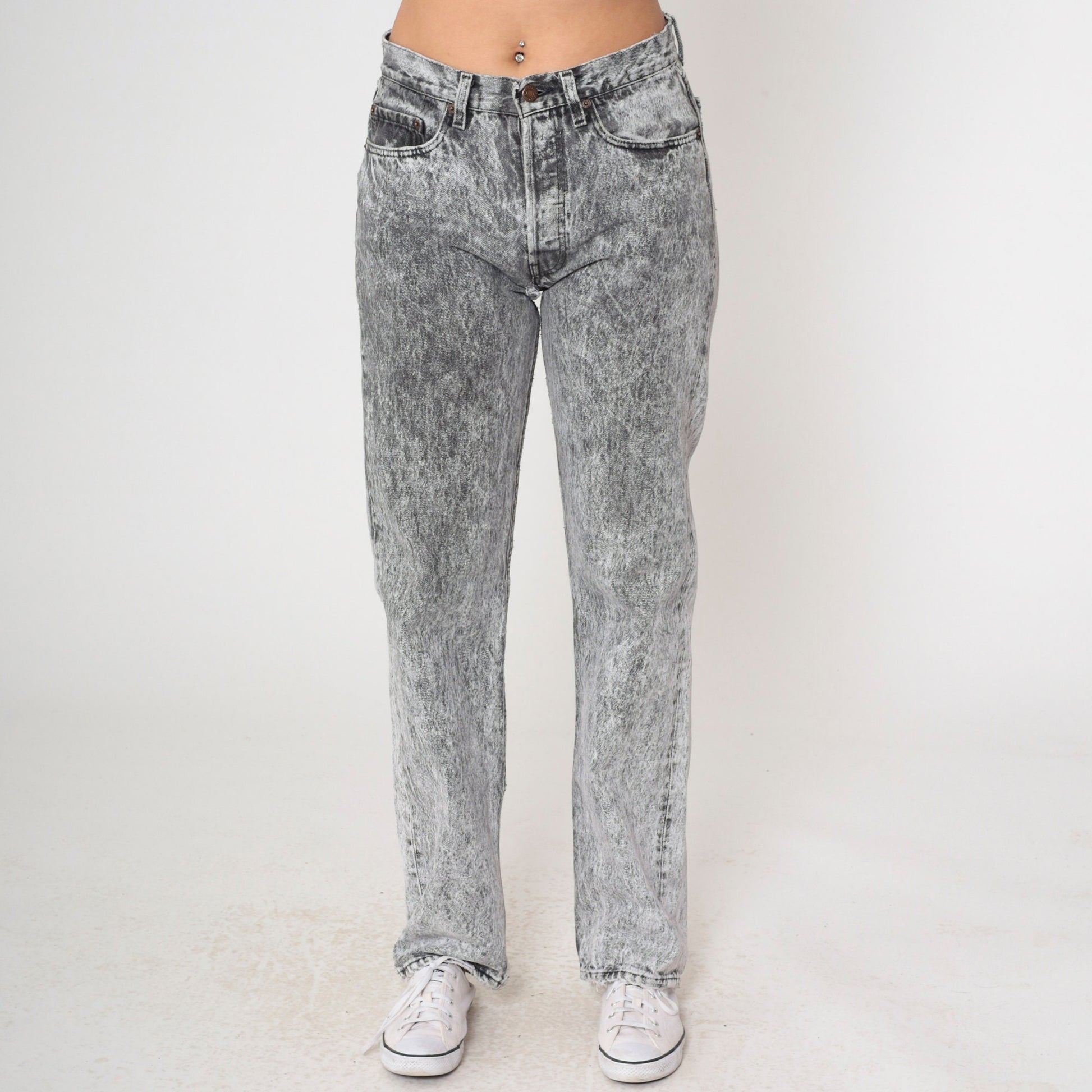 90s Levi's Acid Wash Grey Straight Leg Jeans High Waist Small 28