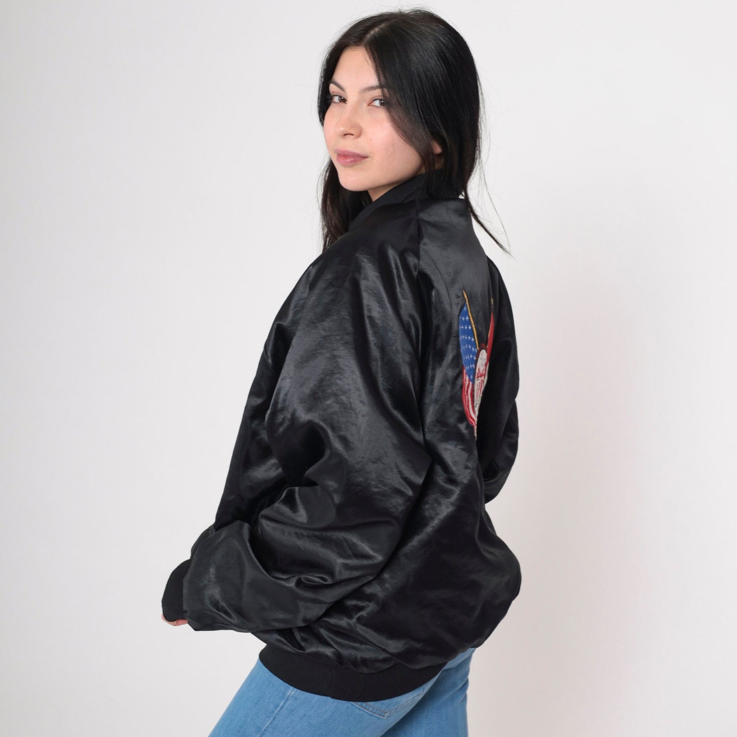 90s AFL-CIO Iron Workers Union Satin Bomber Jacket Black XXL