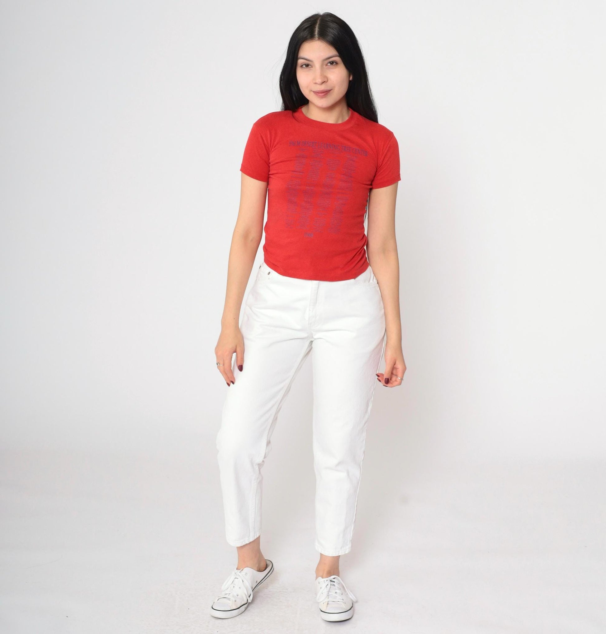 80s Palm Desert Learning Tree Center Graphic Tee Red Cotton XS