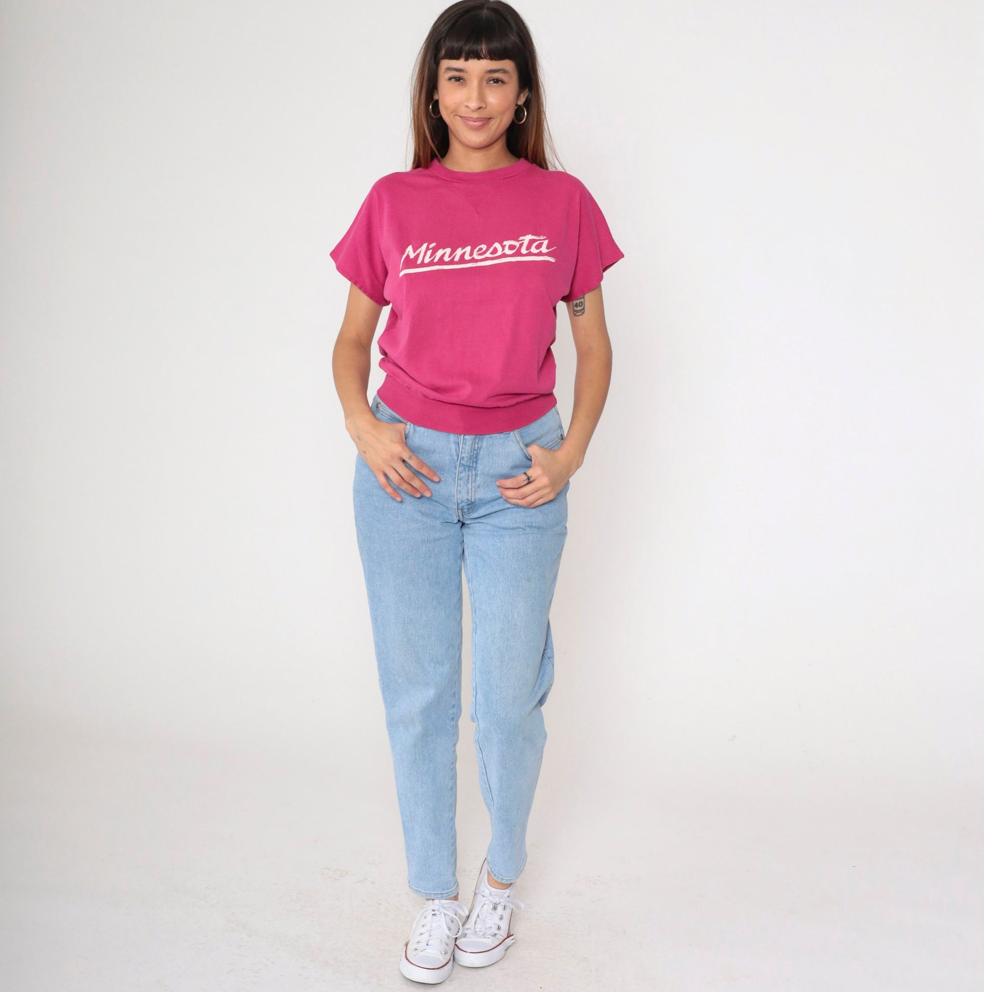 80s Minnesota Collegiate Pacific Graphic T-Shirt Hot Pink Small