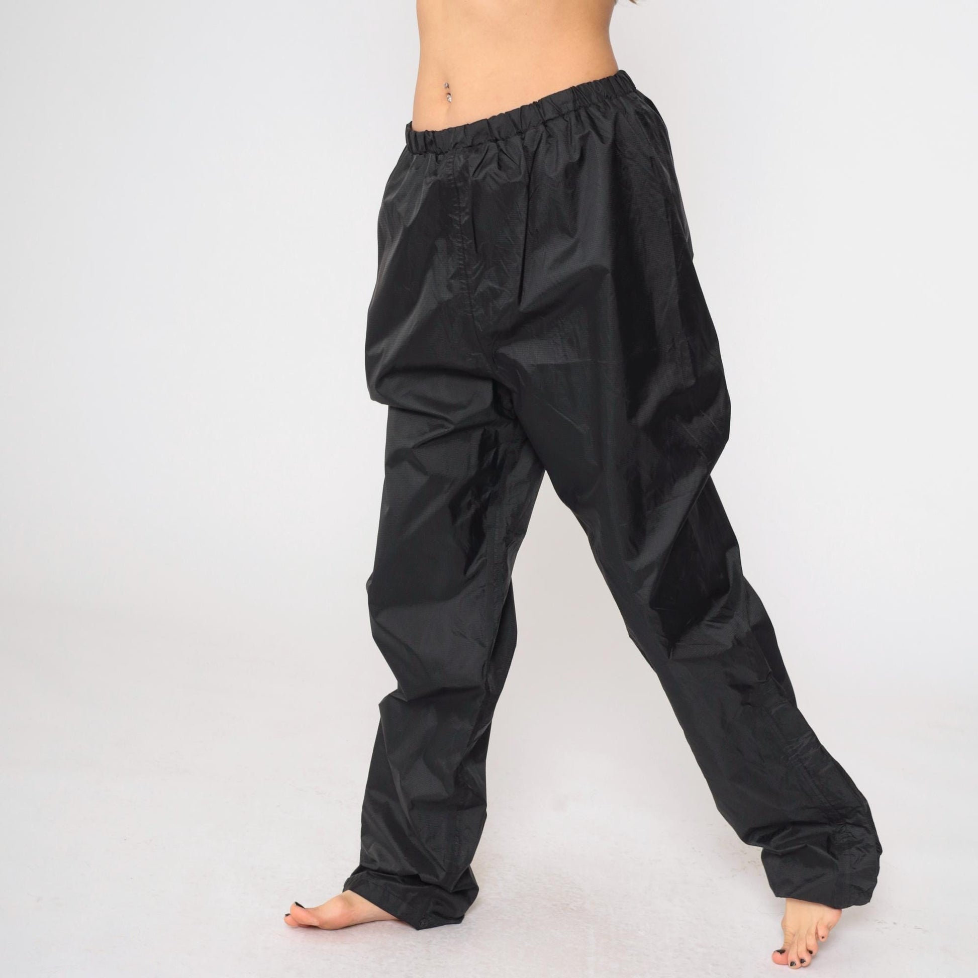 Y2K Stearns Dry Wear Black Nylon Track Pants Waterproof Joggers Medium