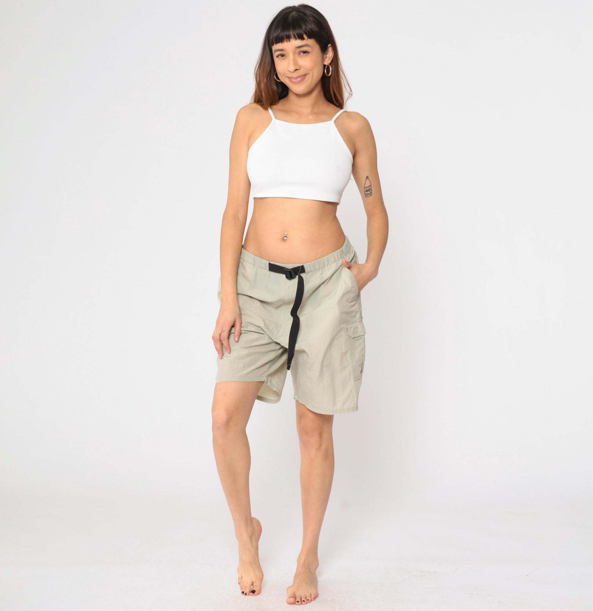 00s St. John's Bay Hiking Shorts Taupe Nylon Drawstring Large L