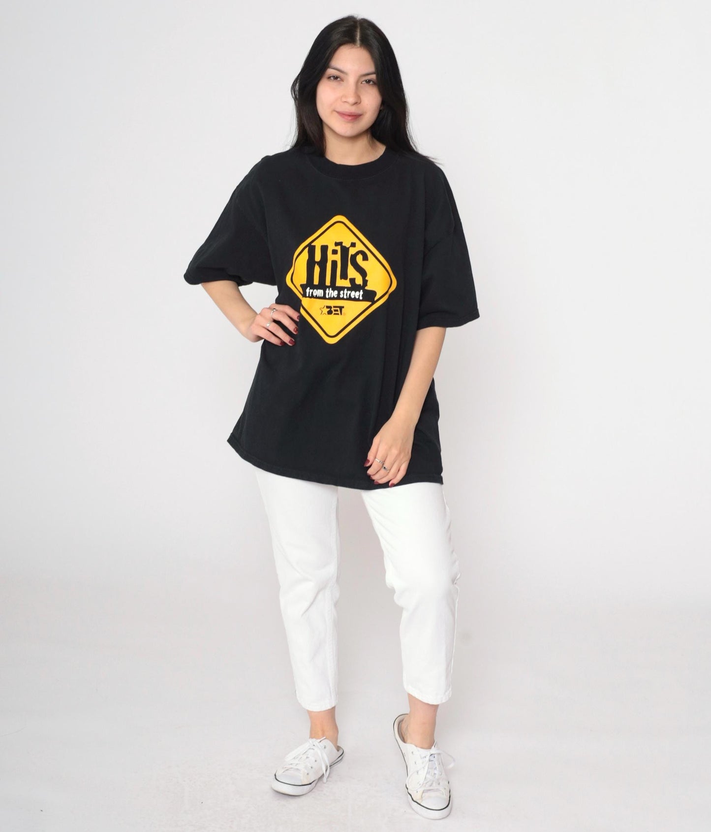 90s BET Hits From The Street Graphic T-Shirt Black Cotton Tee Extra Large