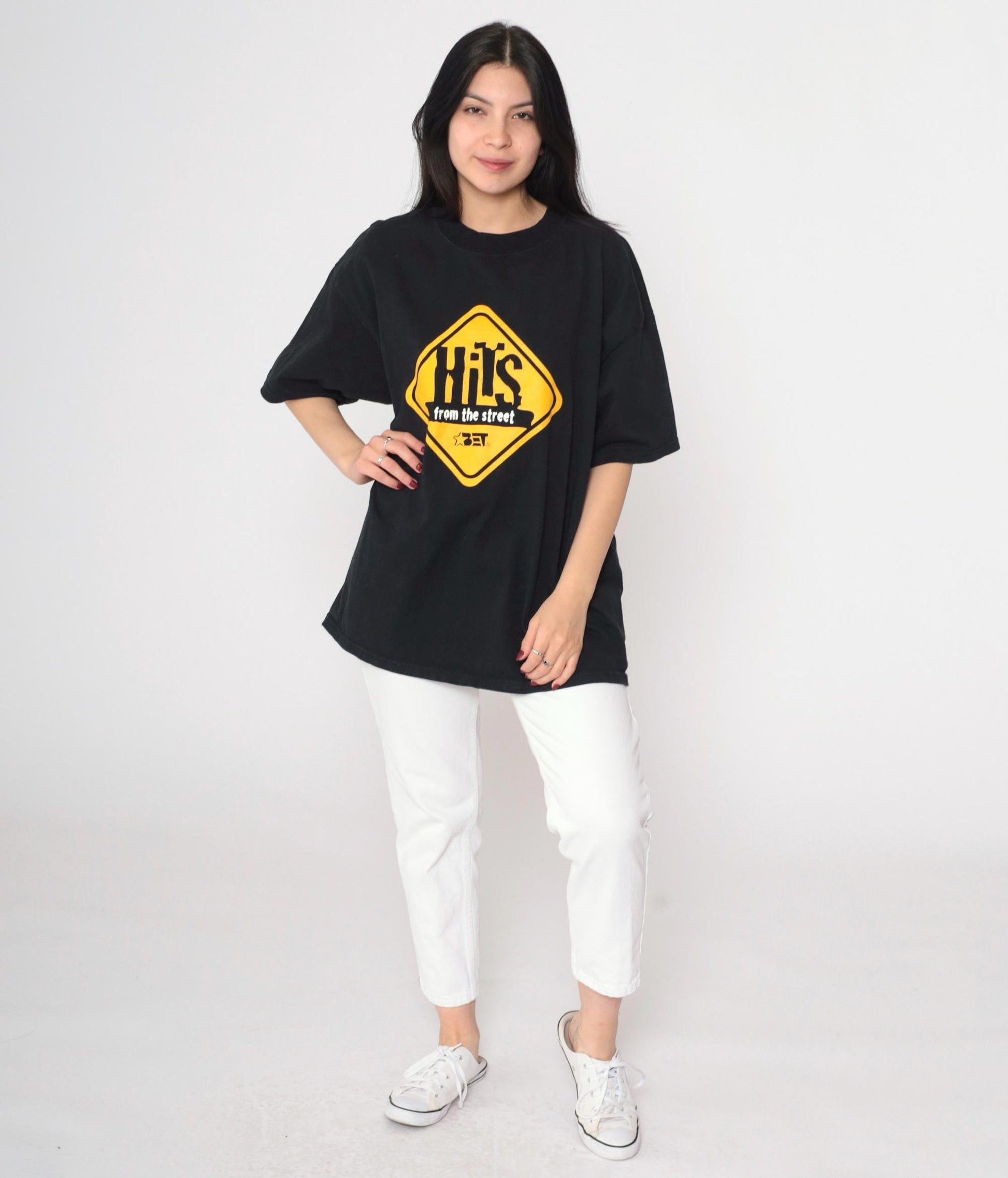 90s BET Hits From The Street Graphic T-Shirt Black Cotton Tee Extra Large