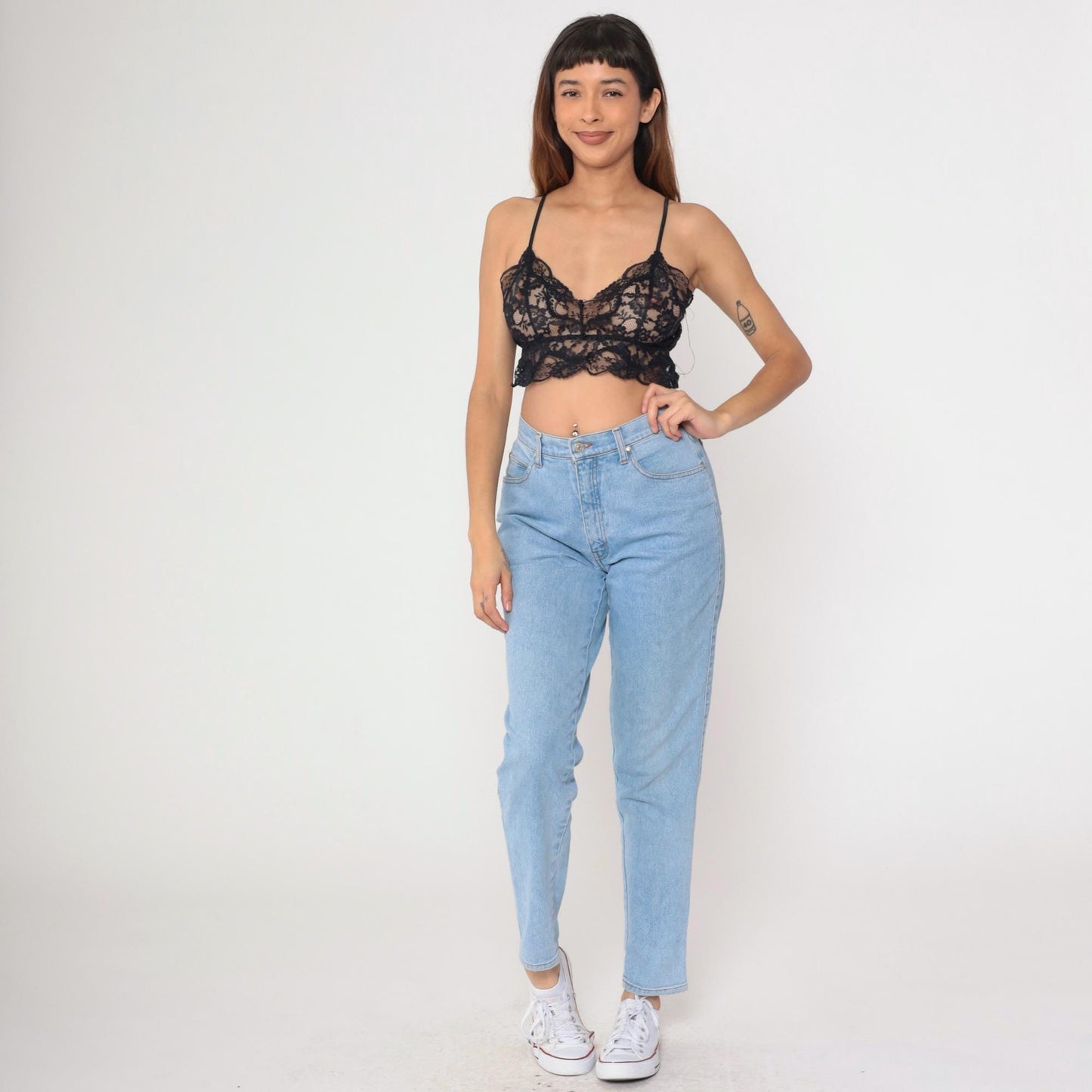 90s Victoria's Secret Black Lace Crop Cami Spaghetti Strap Medium