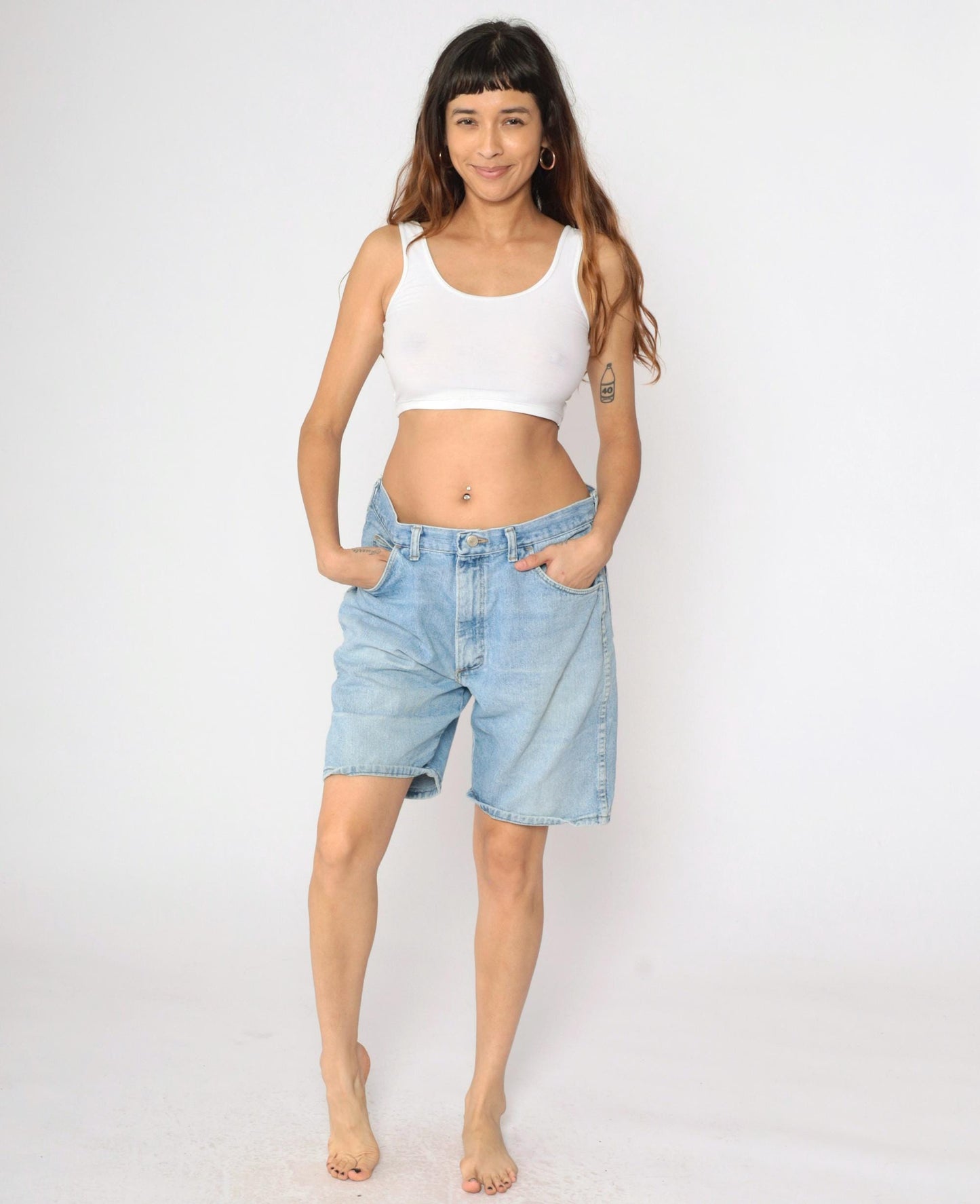 90s Wrangler High Rise Denim Shorts Blue Jean Men's 36