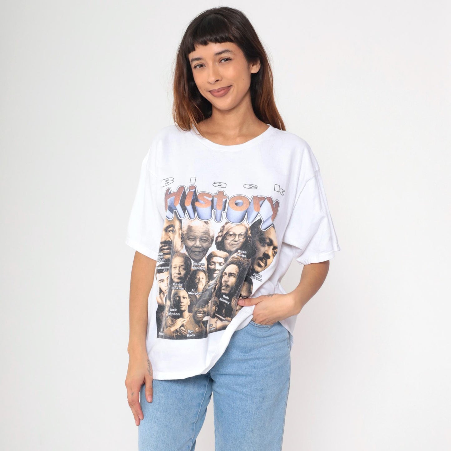 90s Black History Graphic T-Shirt Martin Luther King Malcolm X Rosa Parks Nelson Mandela Extra Large