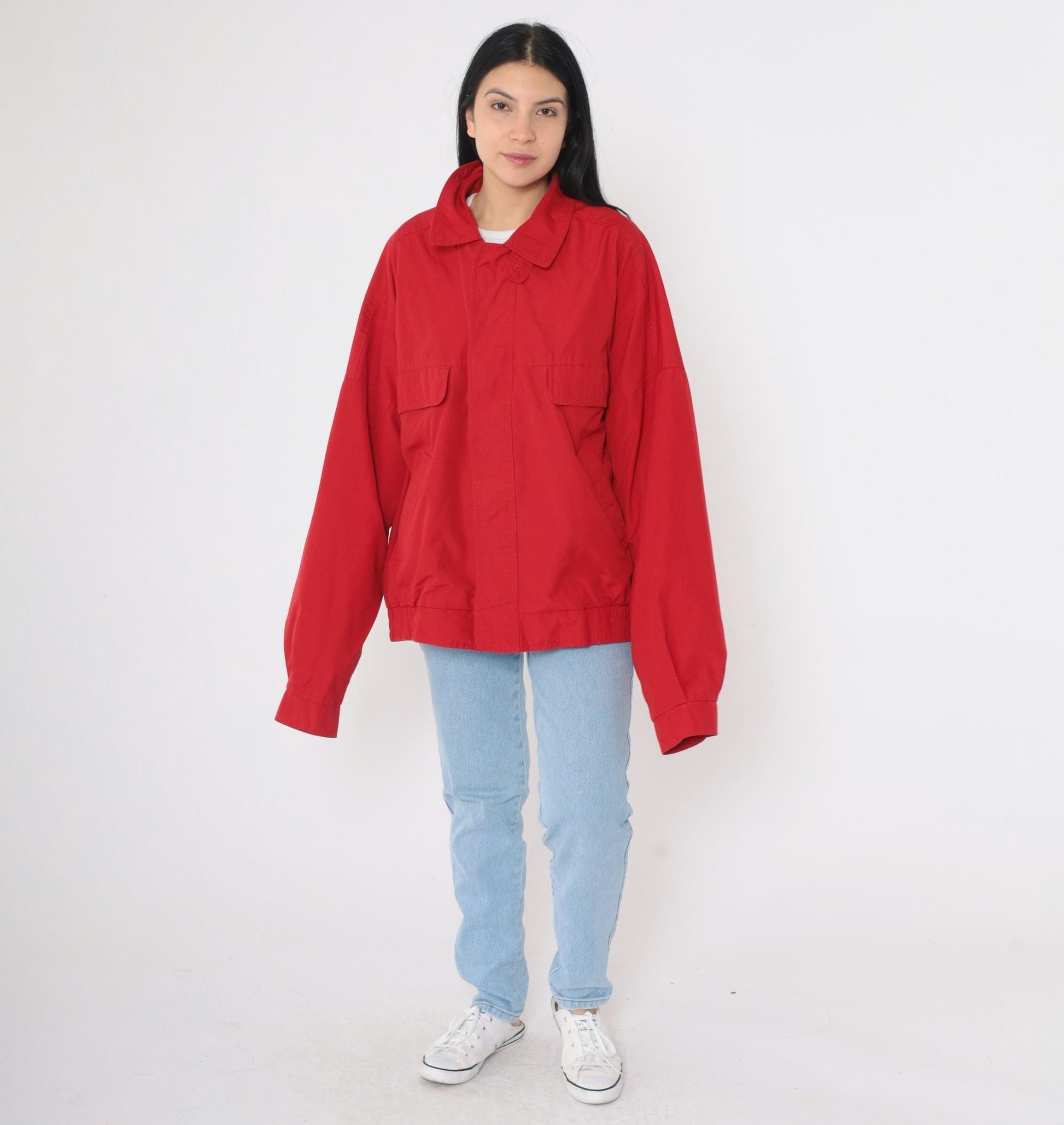 80s London Fog Red Bomber Windbreaker Jacket Extra Large XL