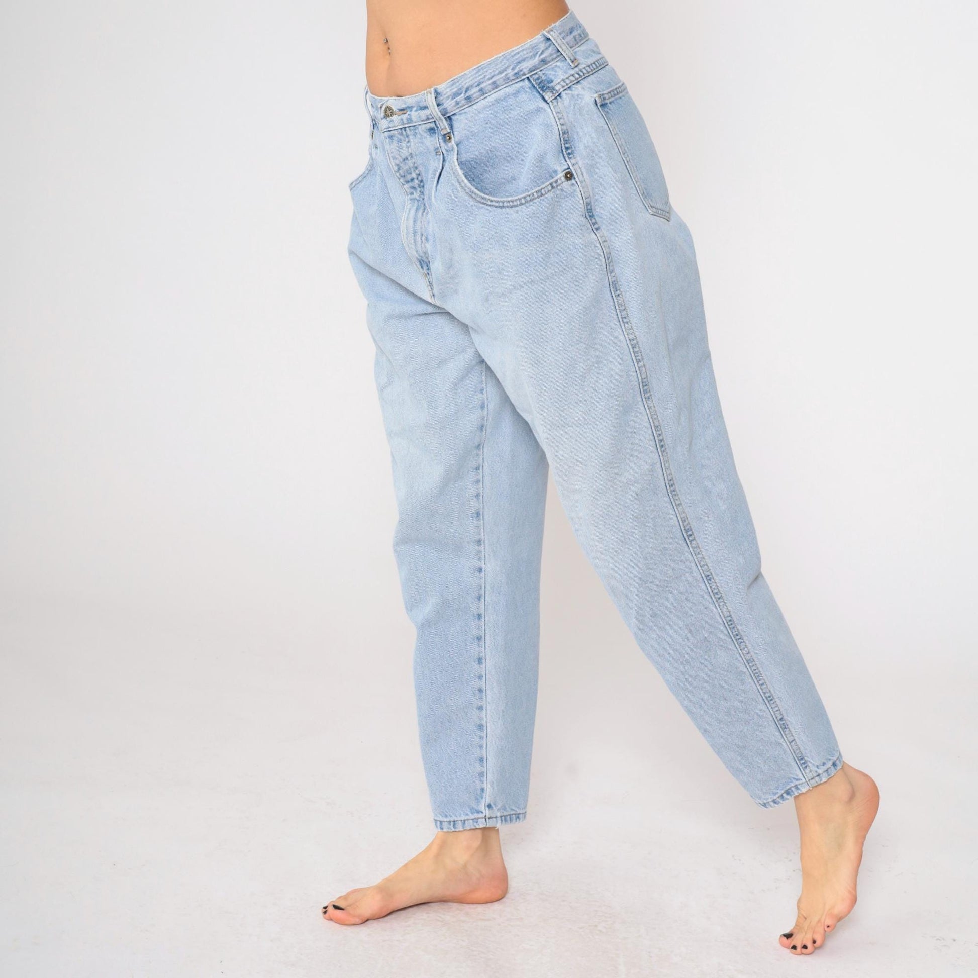 90s Brittania Pleated High-Rise Jeans Blue Denim Petite 16x28