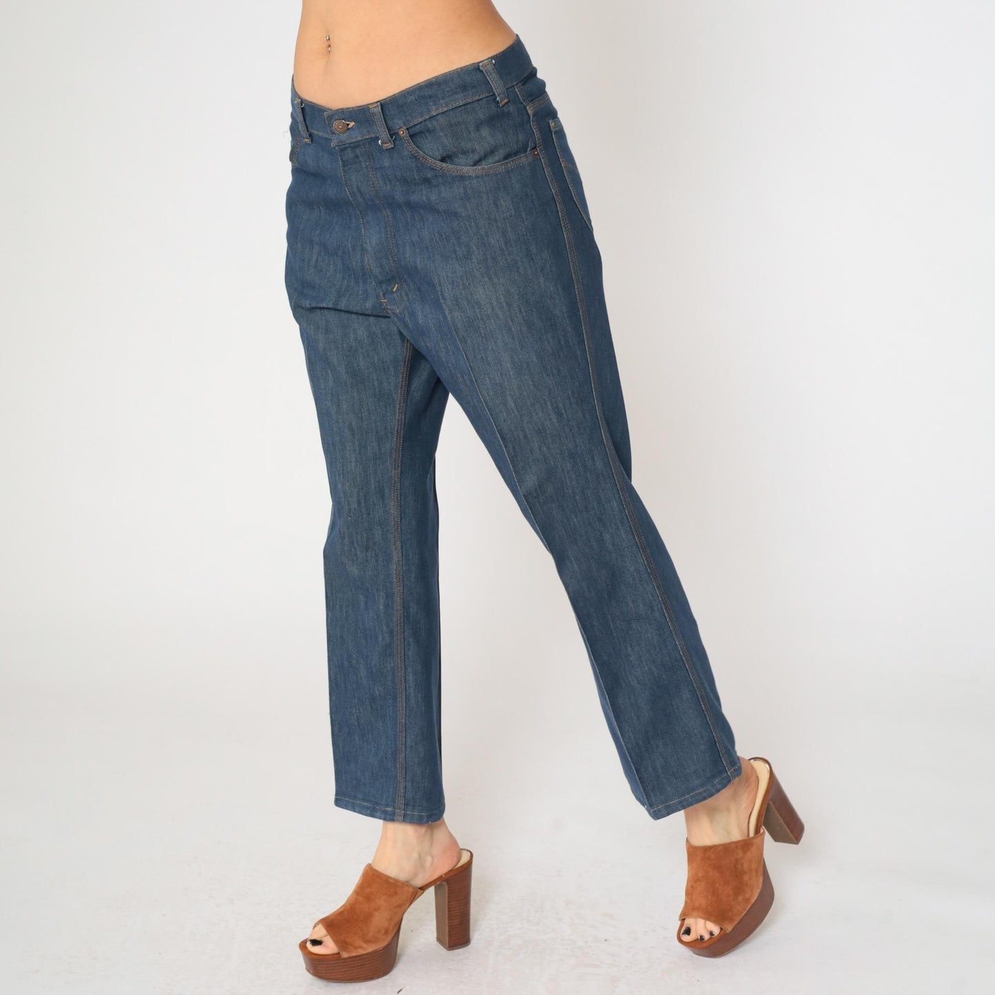 80s Levi's Dark Indigo Flared Bell Bottom Jeans High Rise Men's Medium