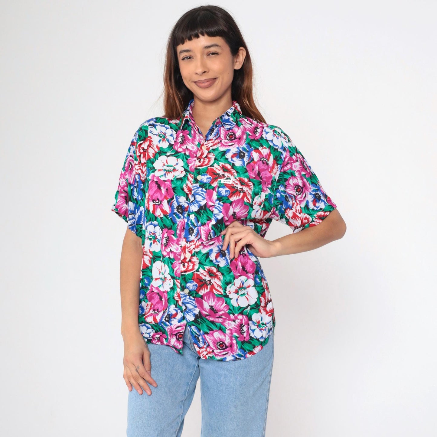 90s Guess by Georges Marciano Floral Button Up Shirt Medium