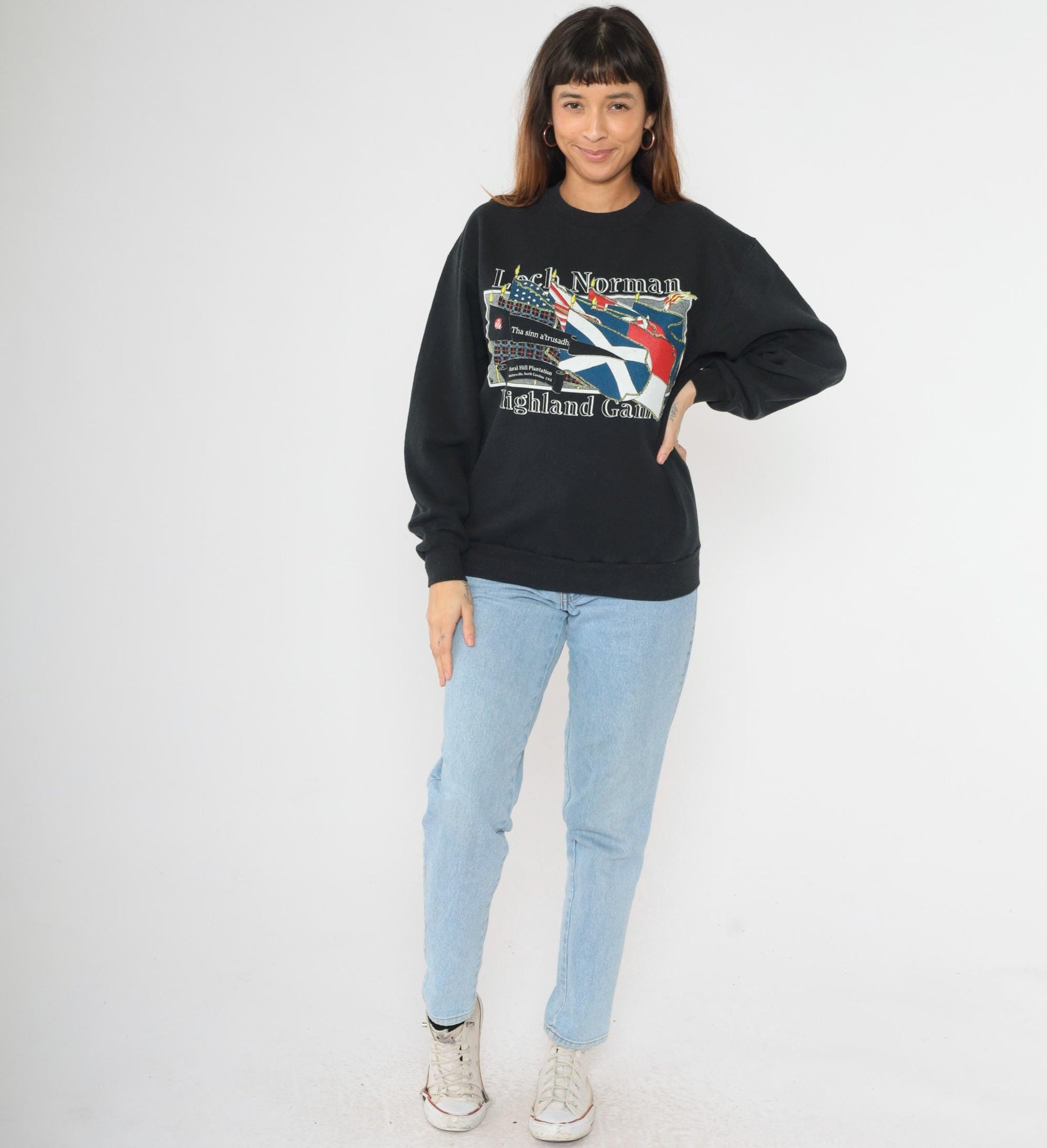 90s Loch Norman Highland Games Sweatshirt North Carolina Black Crewneck Medium
