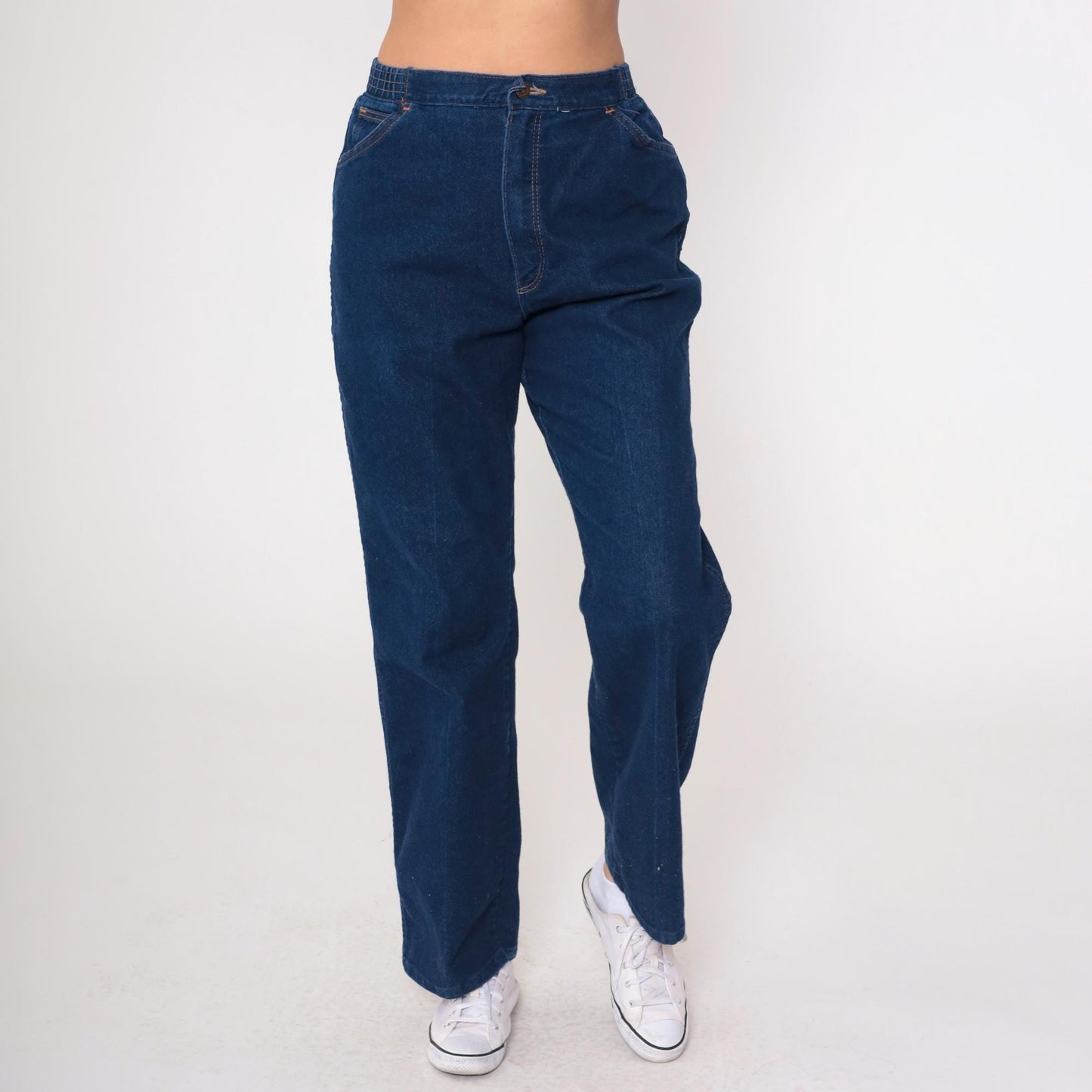 80s Wrangler Dark Blue Straight Leg High Waist Jeans Medium Large