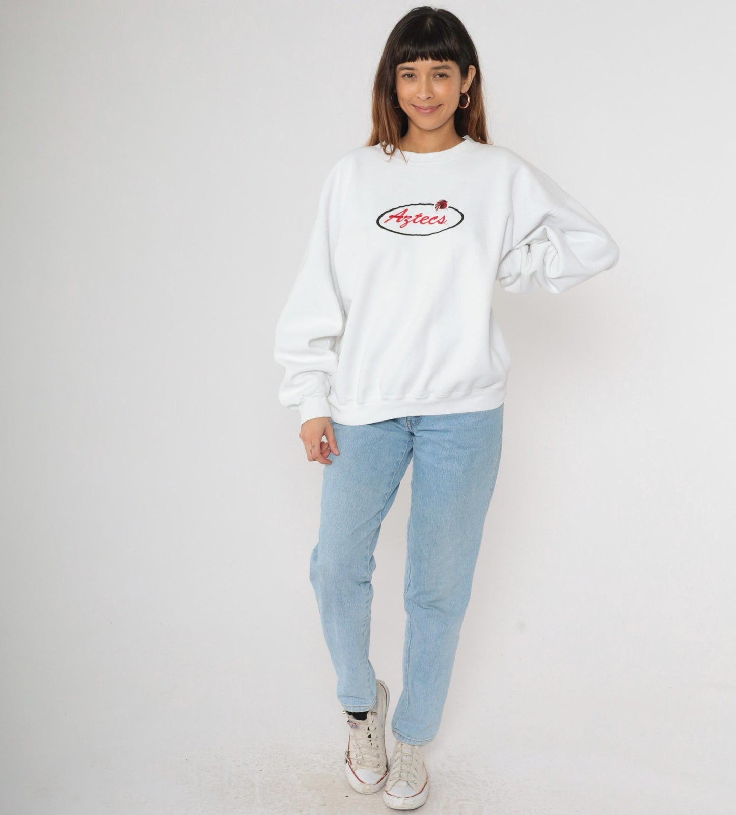 90s SDSU Aztecs San Diego State University Sweatshirt White Graphic Crewneck Extra Large XL