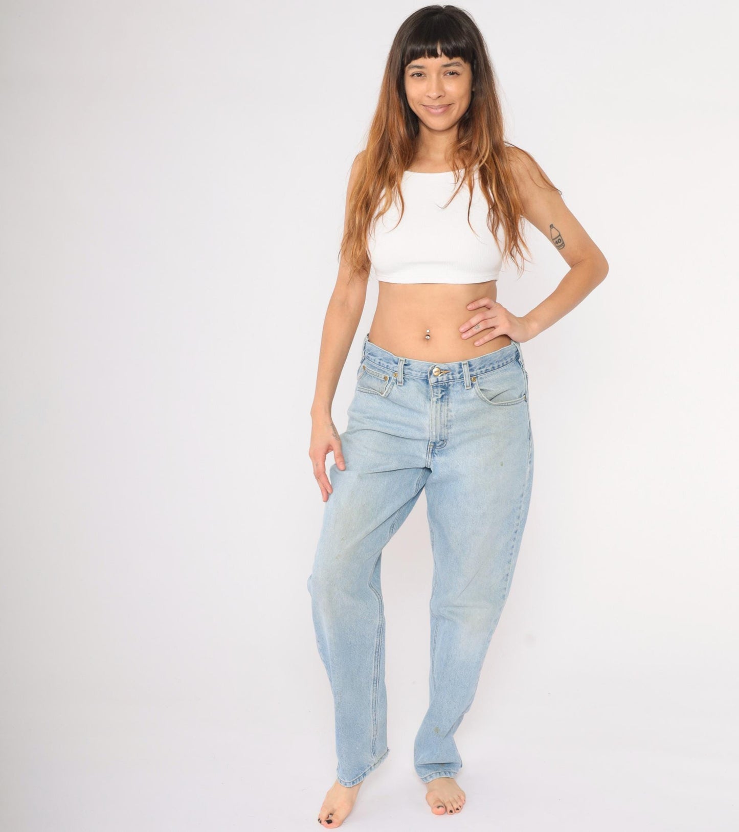00s Carhartt High Waist Straight Leg Jeans Blue Denim 34x32